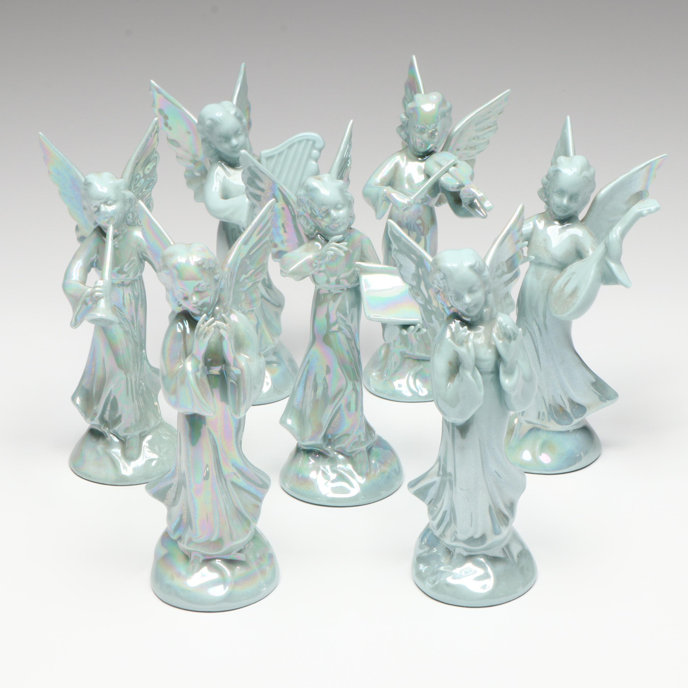 Richard Pech and Other Porcelain Iridescent Glazed Angel Choir Figurines