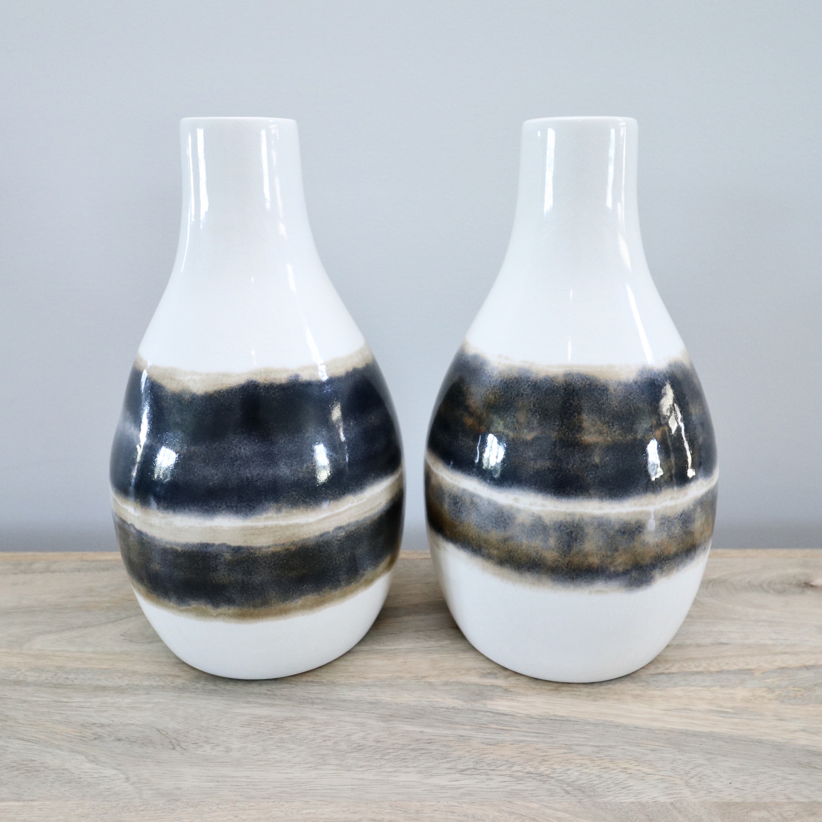 Uttermost "Riordan" Ceramic Vases, Elk Home "Berman" Stone Sculpture, and Décor