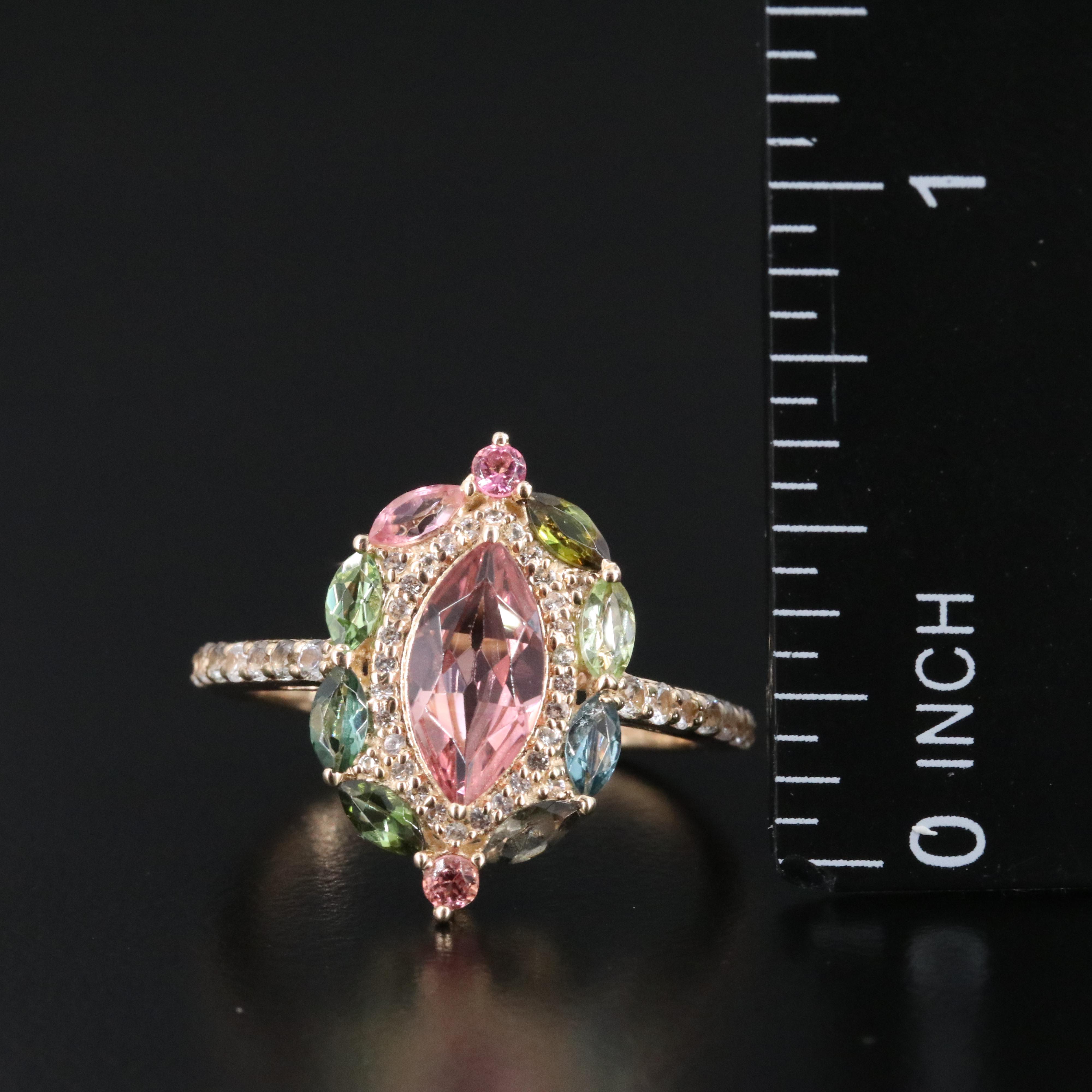 14K Tourmaline and White Sapphire Ring