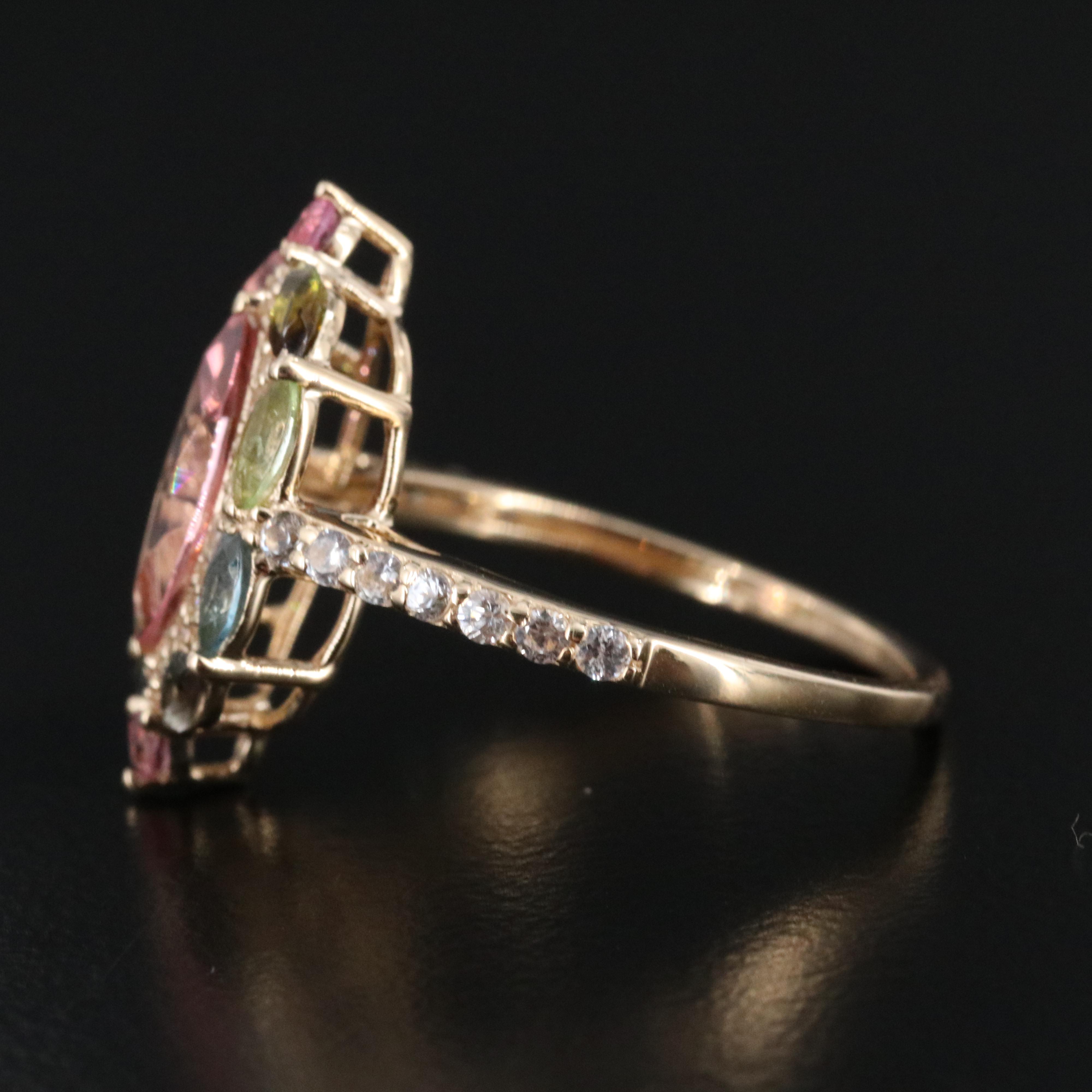 14K Tourmaline and White Sapphire Ring
