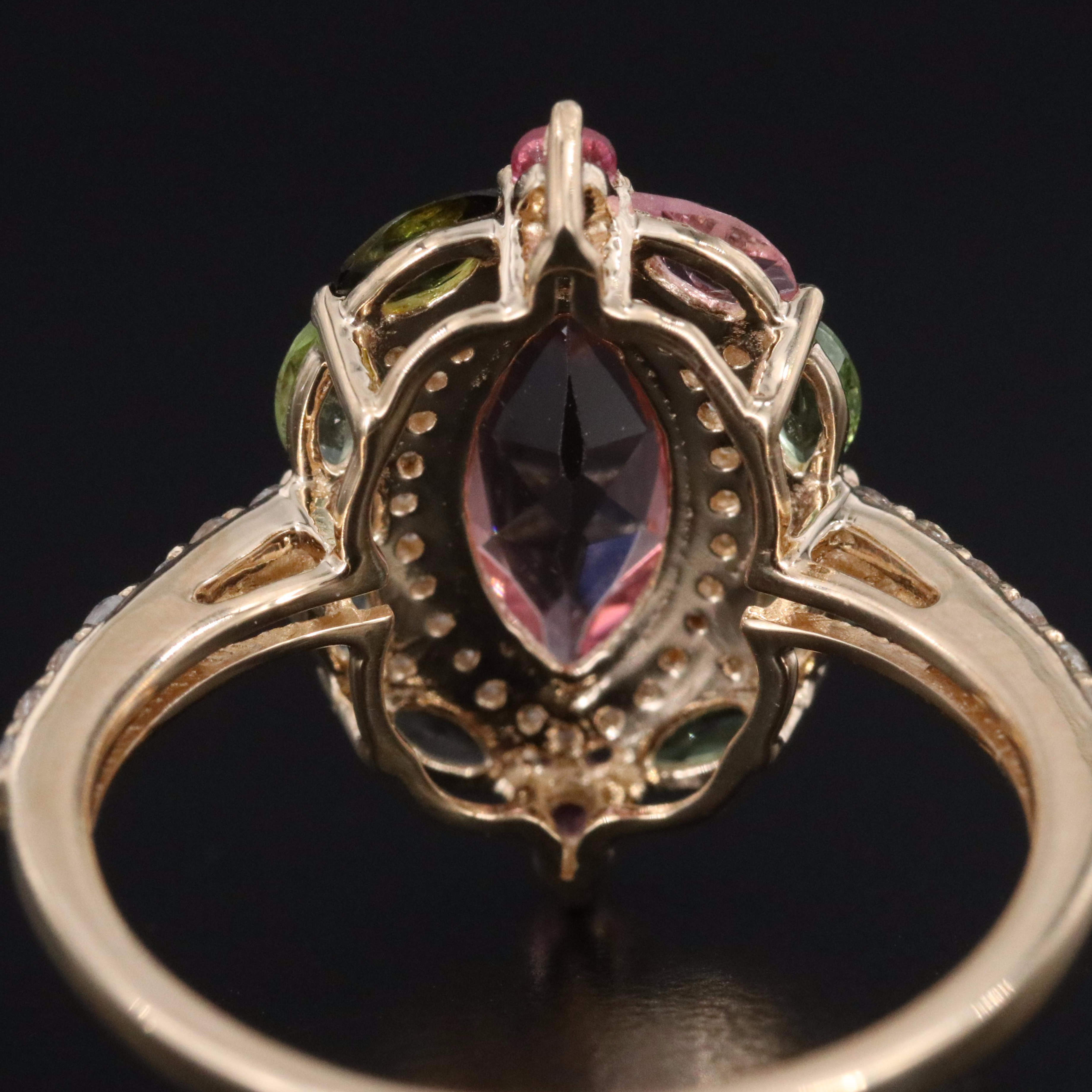 14K Tourmaline and White Sapphire Ring
