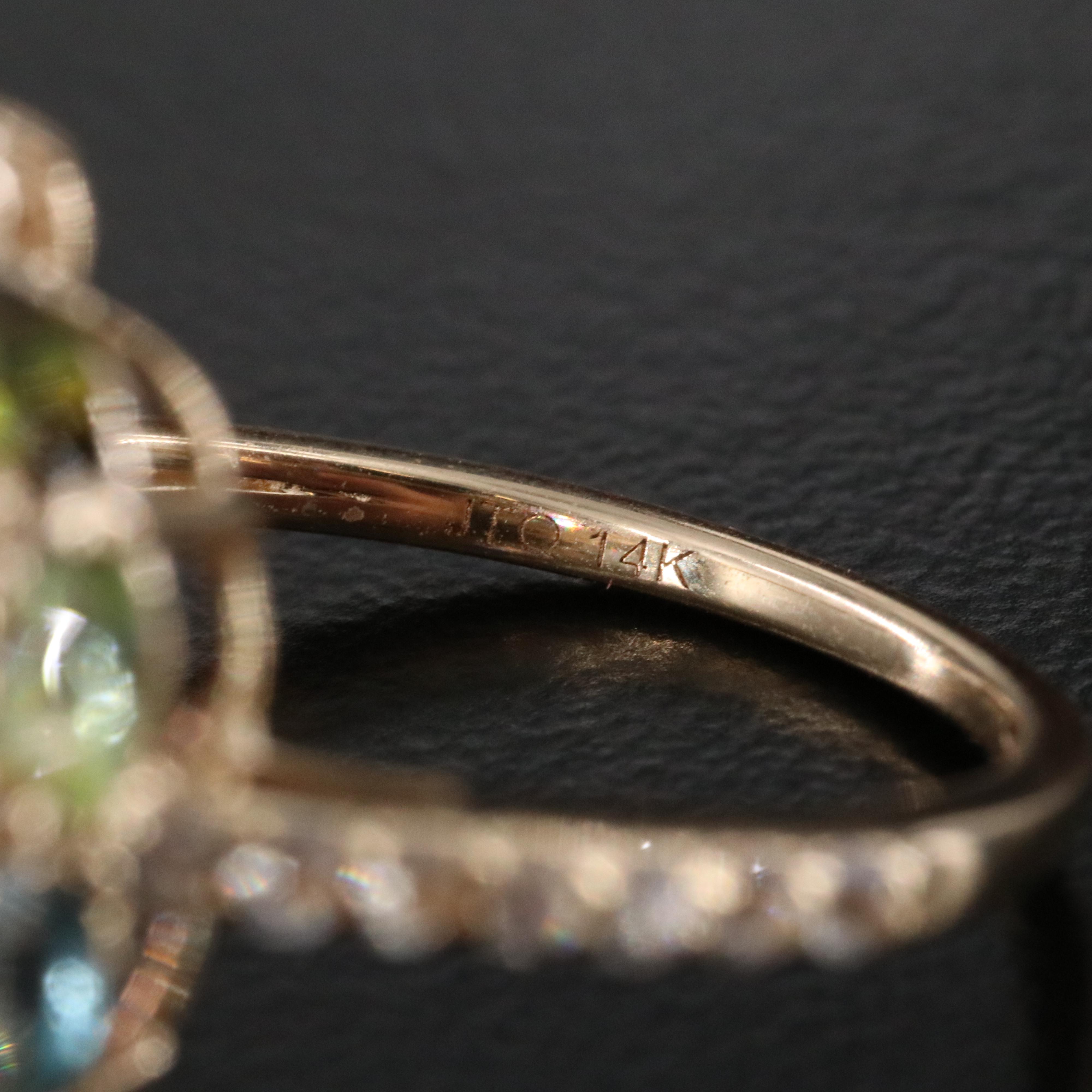14K Tourmaline and White Sapphire Ring