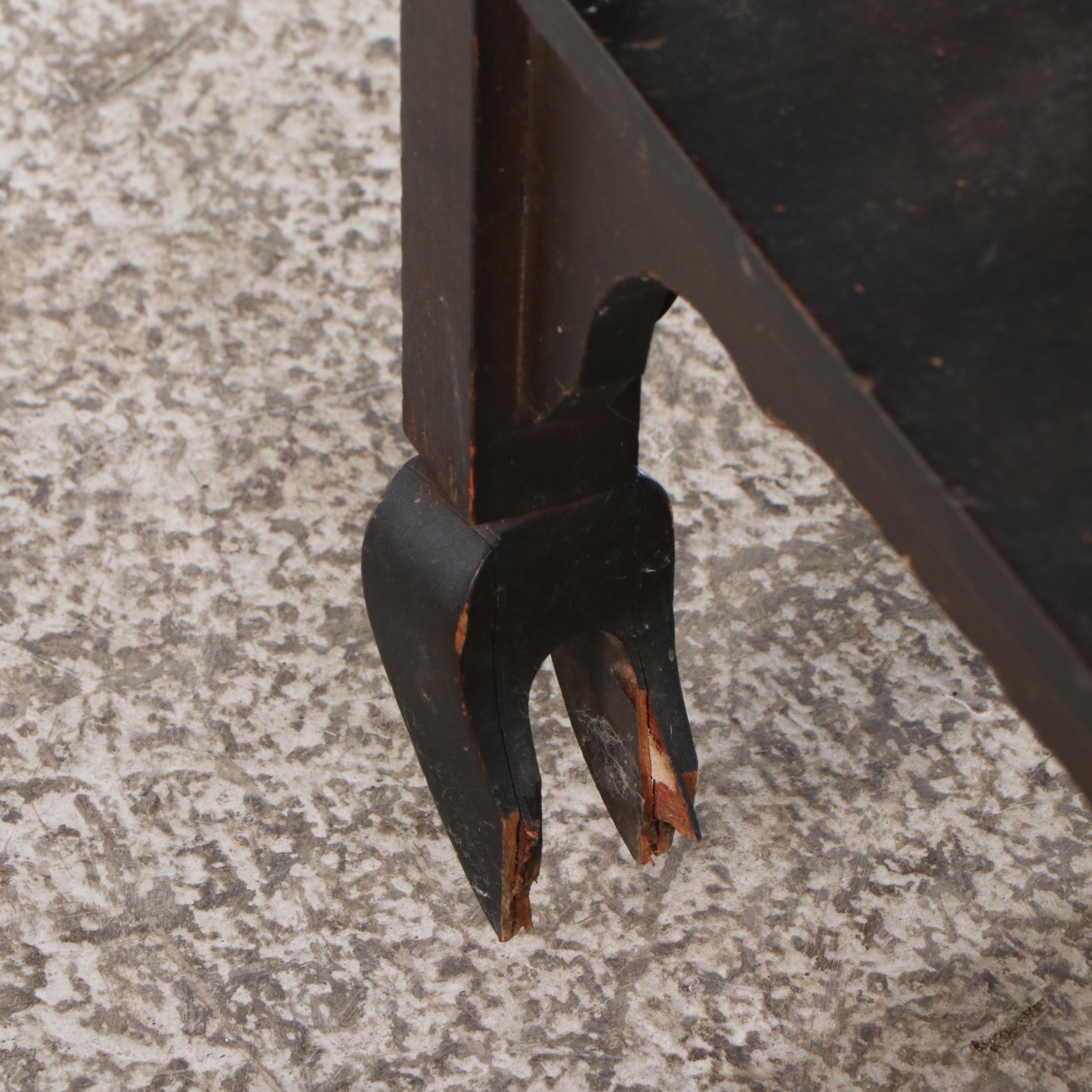 Antique Mahogany Drop Leaf Tea Cart with Glass Tray Top, Early 20th Century