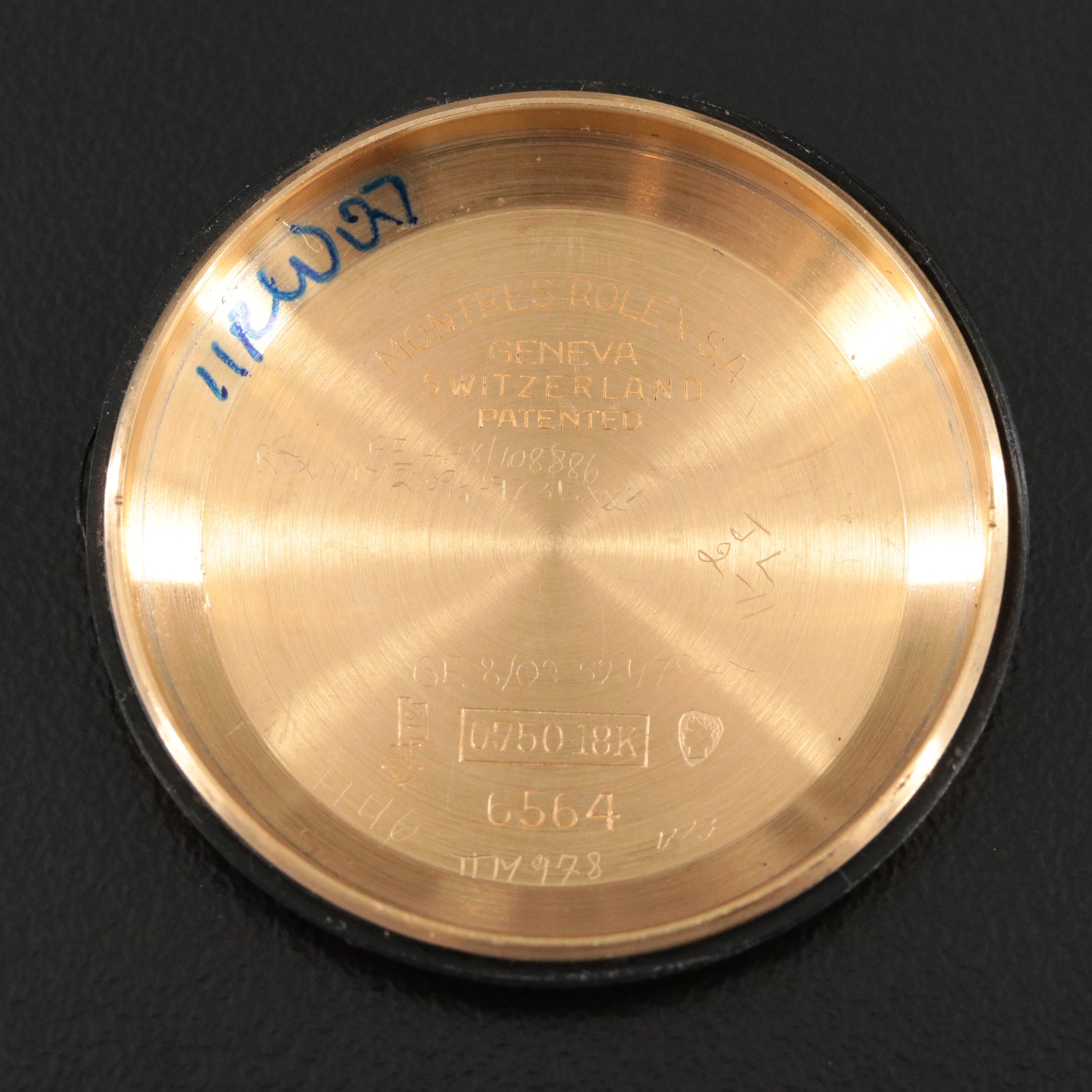 1955 Rolex Custom Diamond 18K Oyster Perpetual 6564 Watch