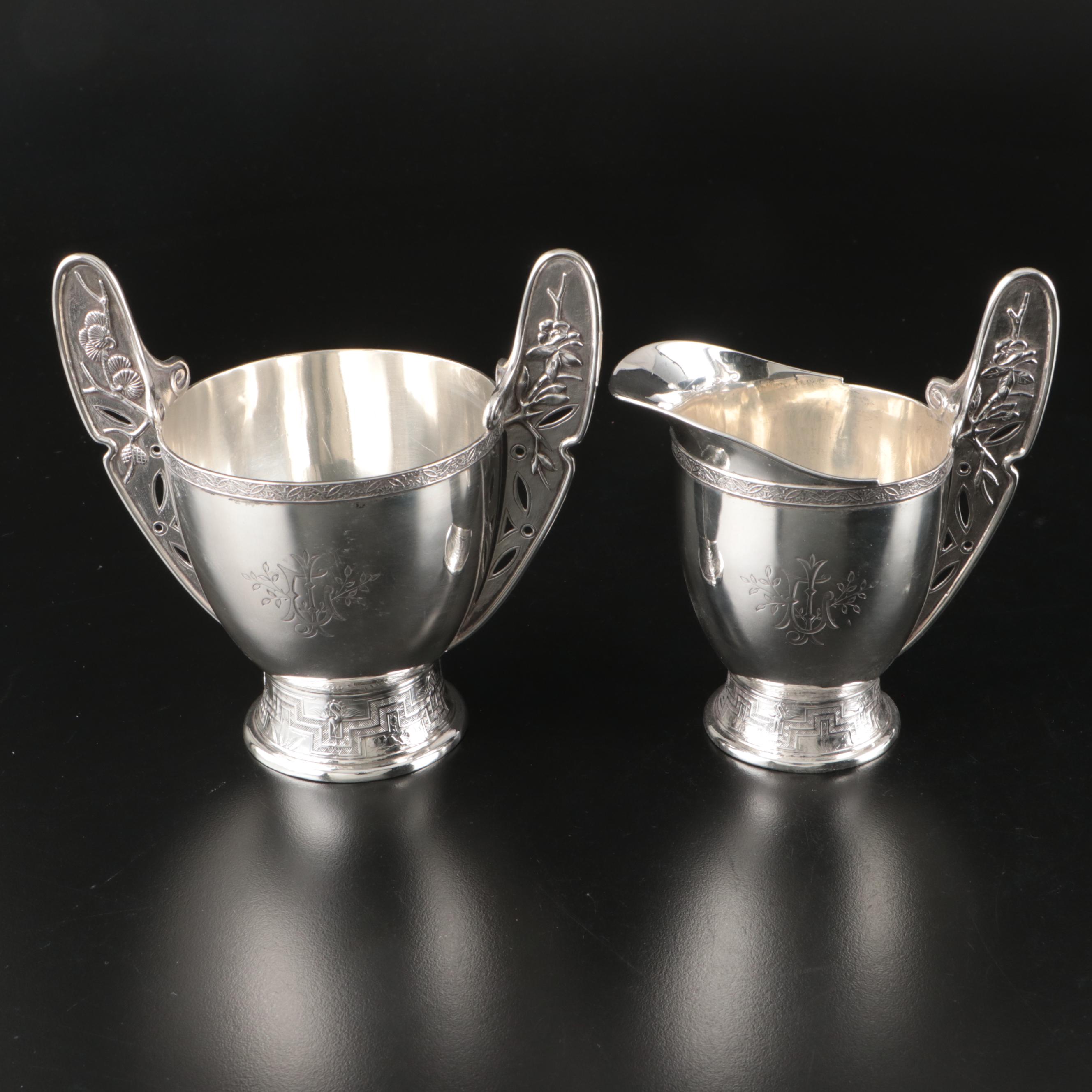 Tiffany & Co. Sterling Silver Japonesque Kylix Compote, Creamer and Sugar