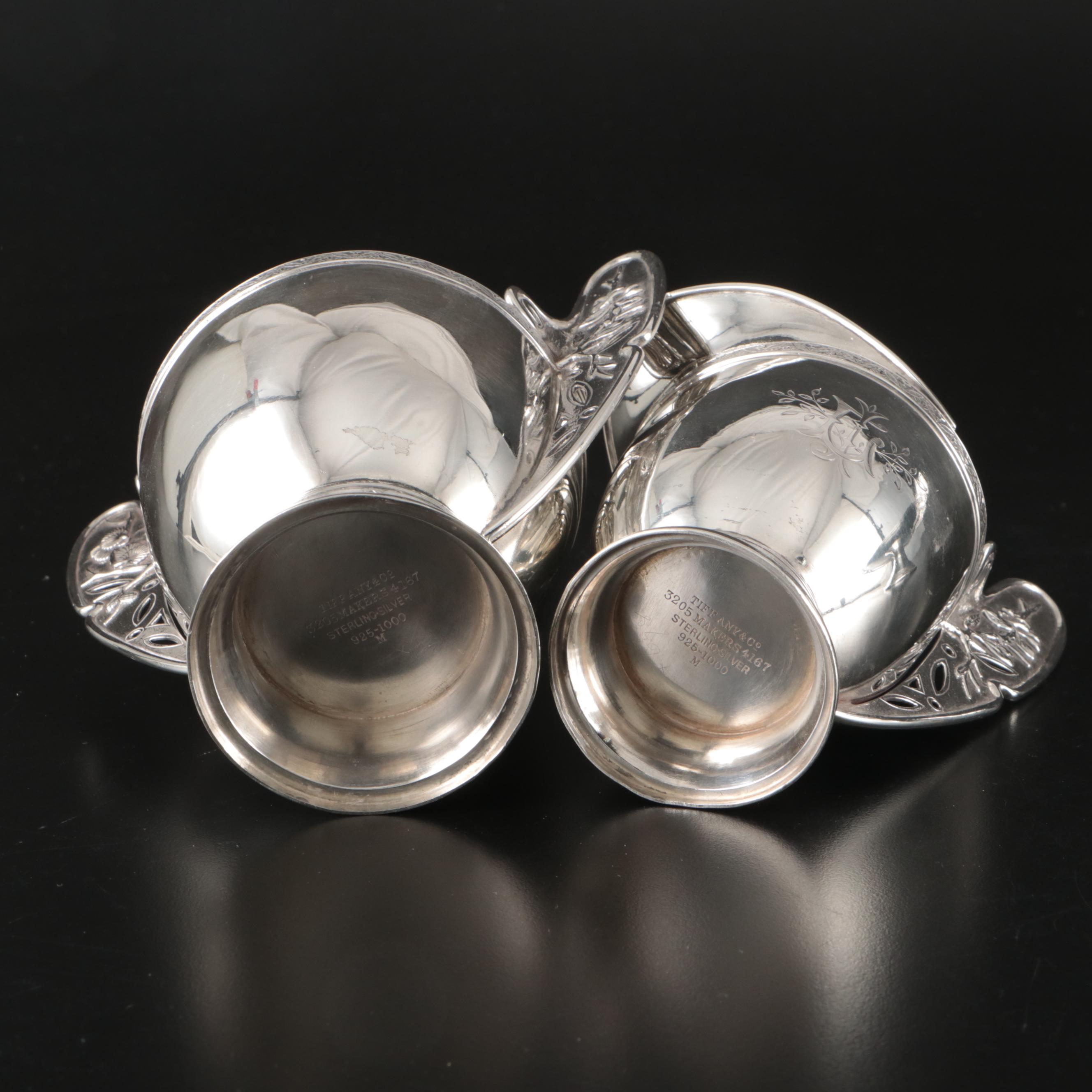 Tiffany & Co. Sterling Silver Japonesque Kylix Compote, Creamer and Sugar