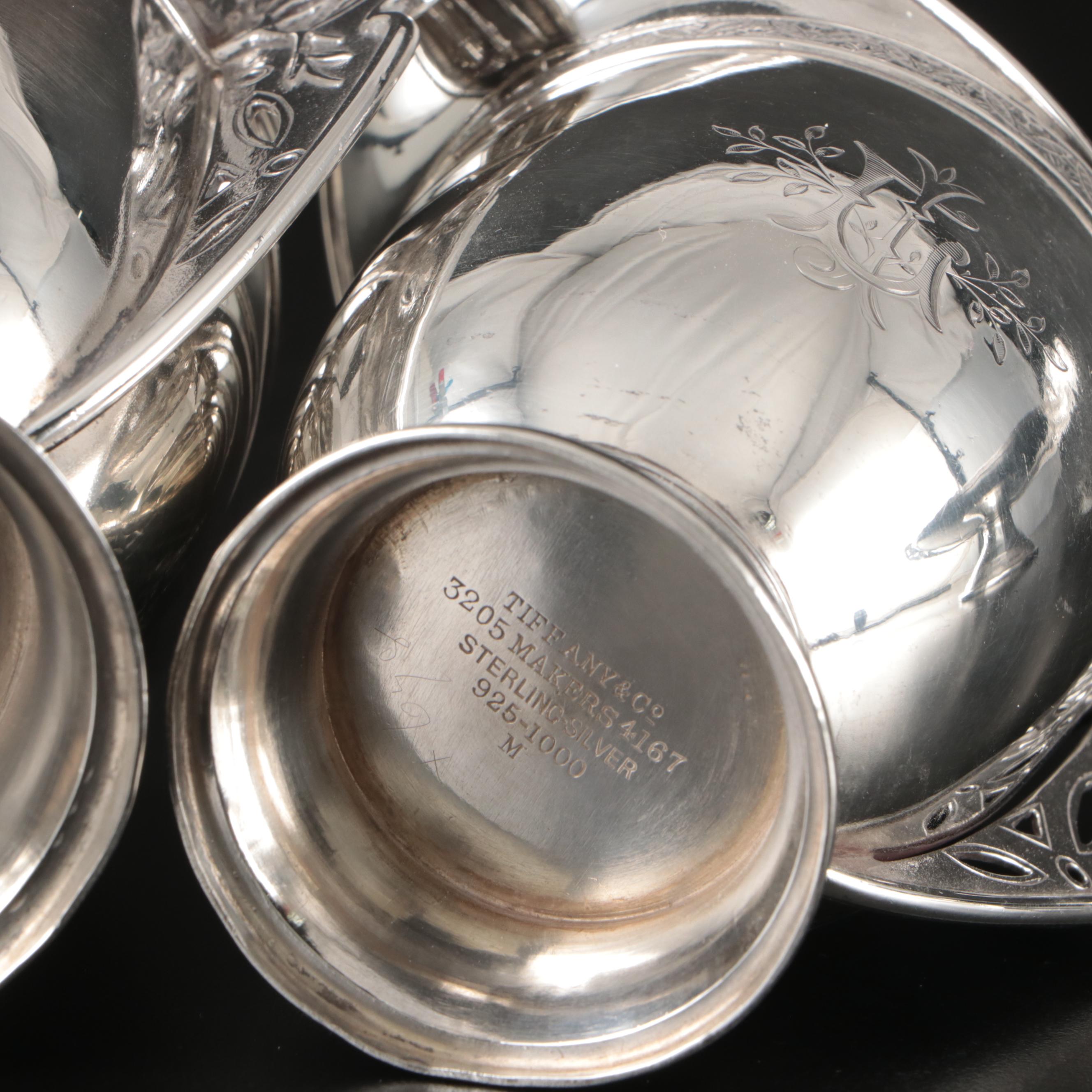 Tiffany & Co. Sterling Silver Japonesque Kylix Compote, Creamer and Sugar
