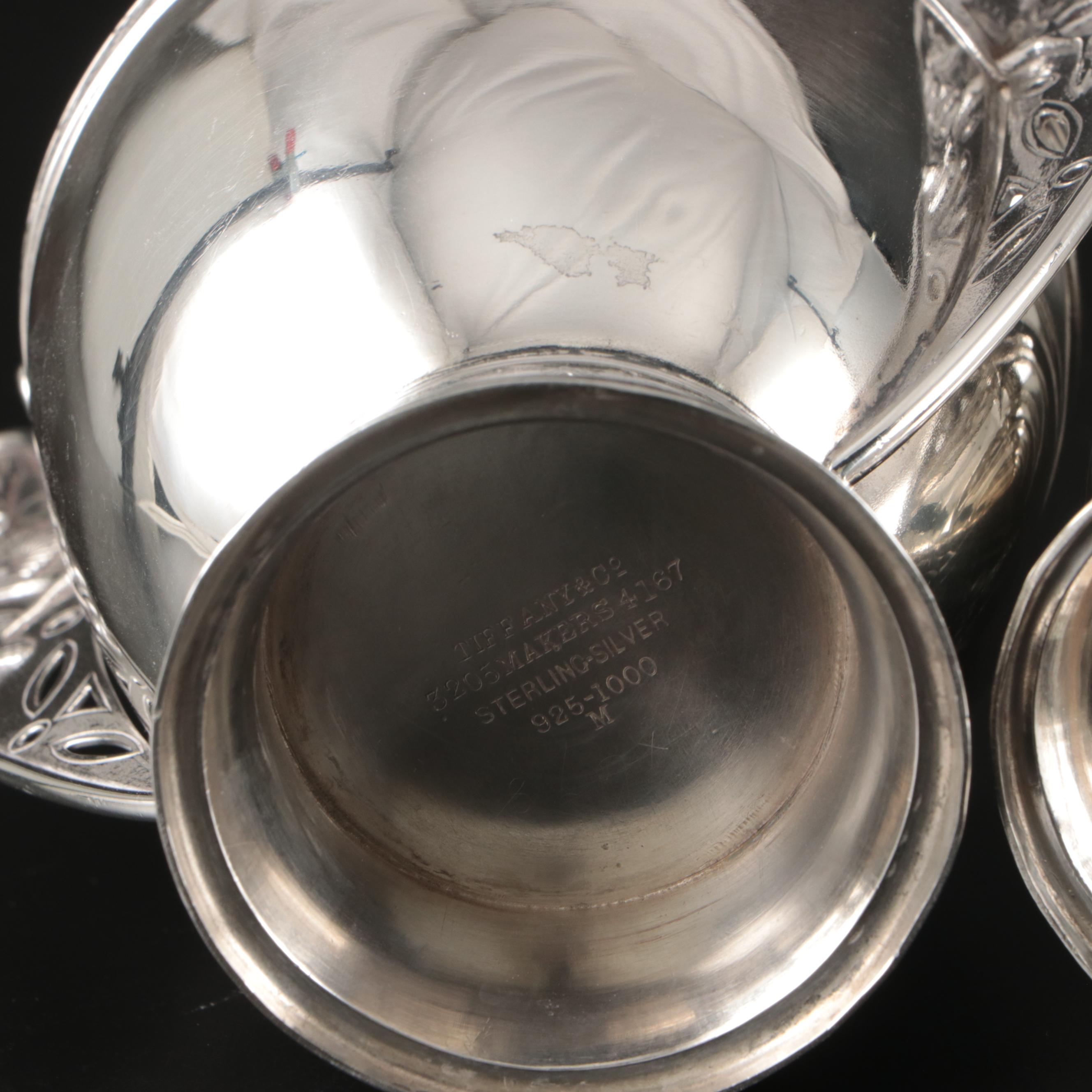 Tiffany & Co. Sterling Silver Japonesque Kylix Compote, Creamer and Sugar