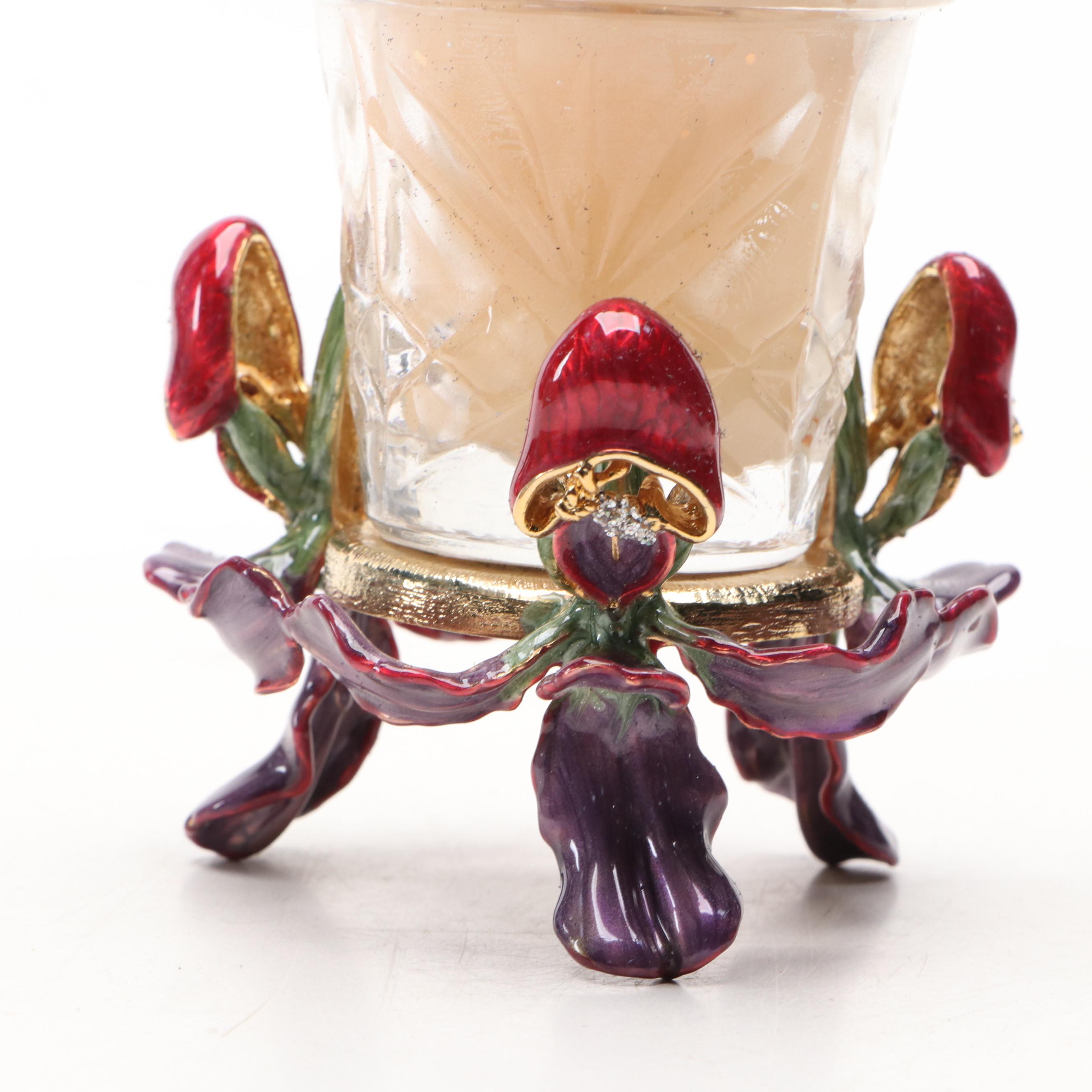 Kirks Folly Remember The Magic "Lady Slipper Kitty" Candle and Candle Holder