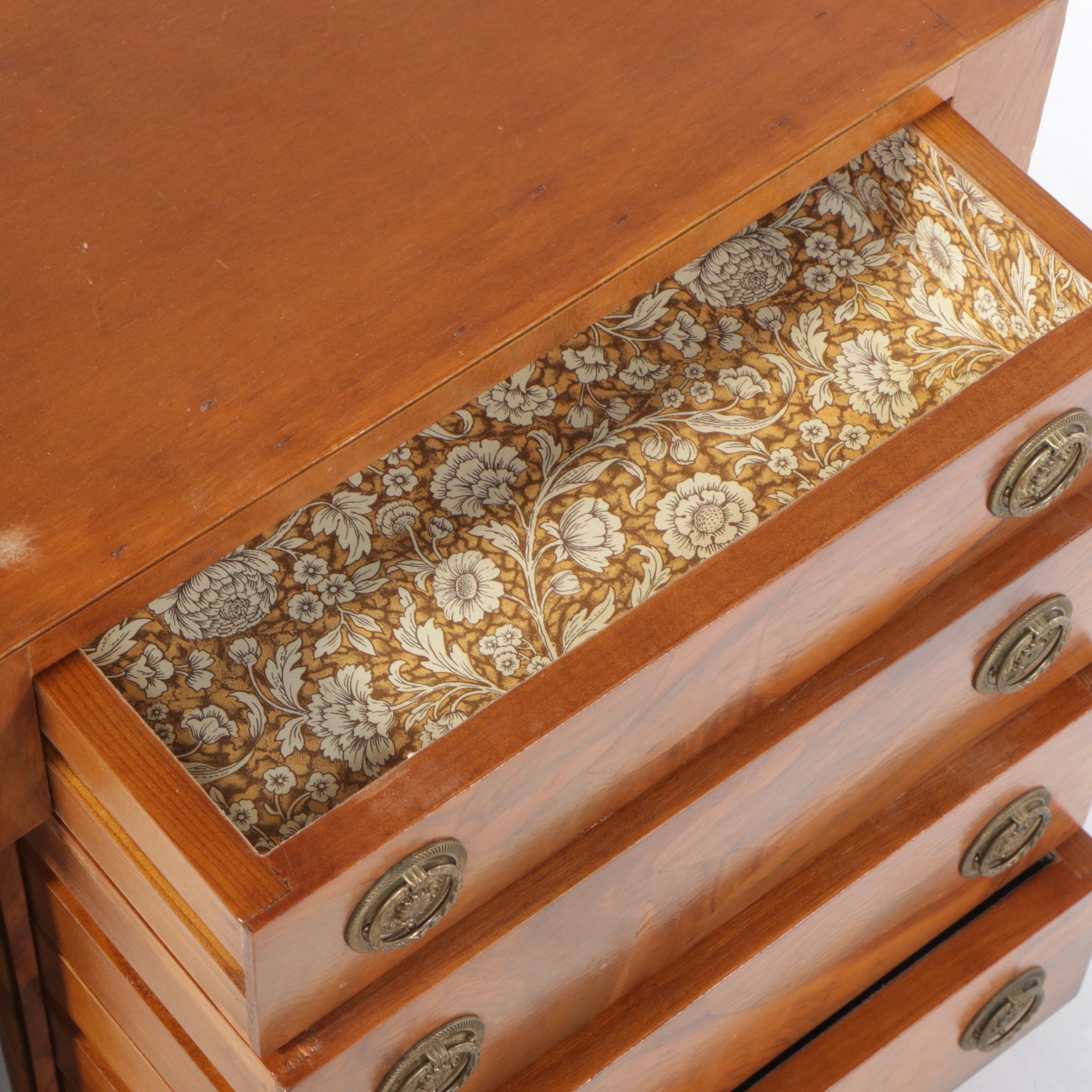 Empire Style Burl Wood Four-Drawer Chest, 20th Century