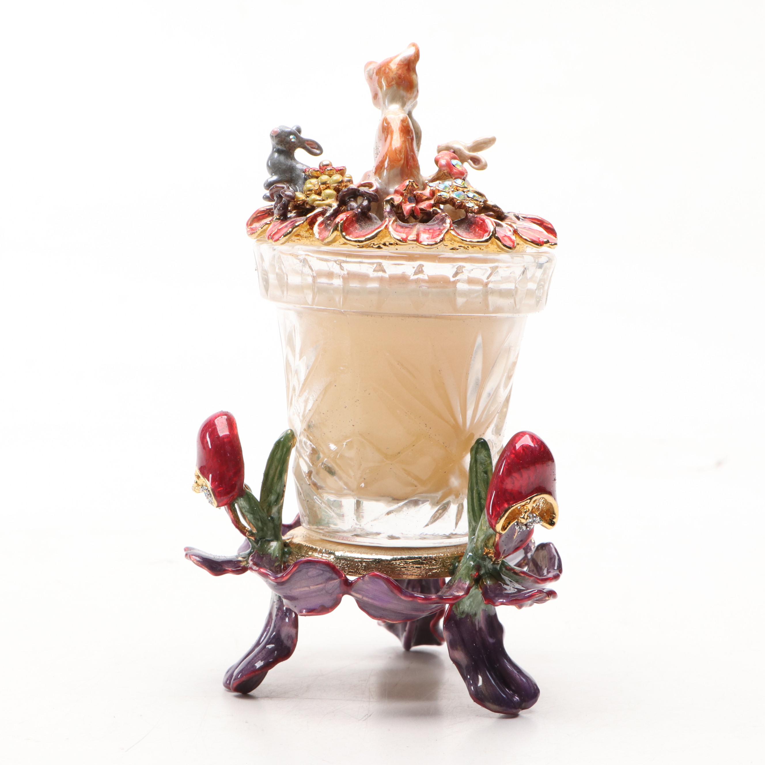 Kirks Folly Remember The Magic "Lady Slipper Kitty" Candle and Candle Holder