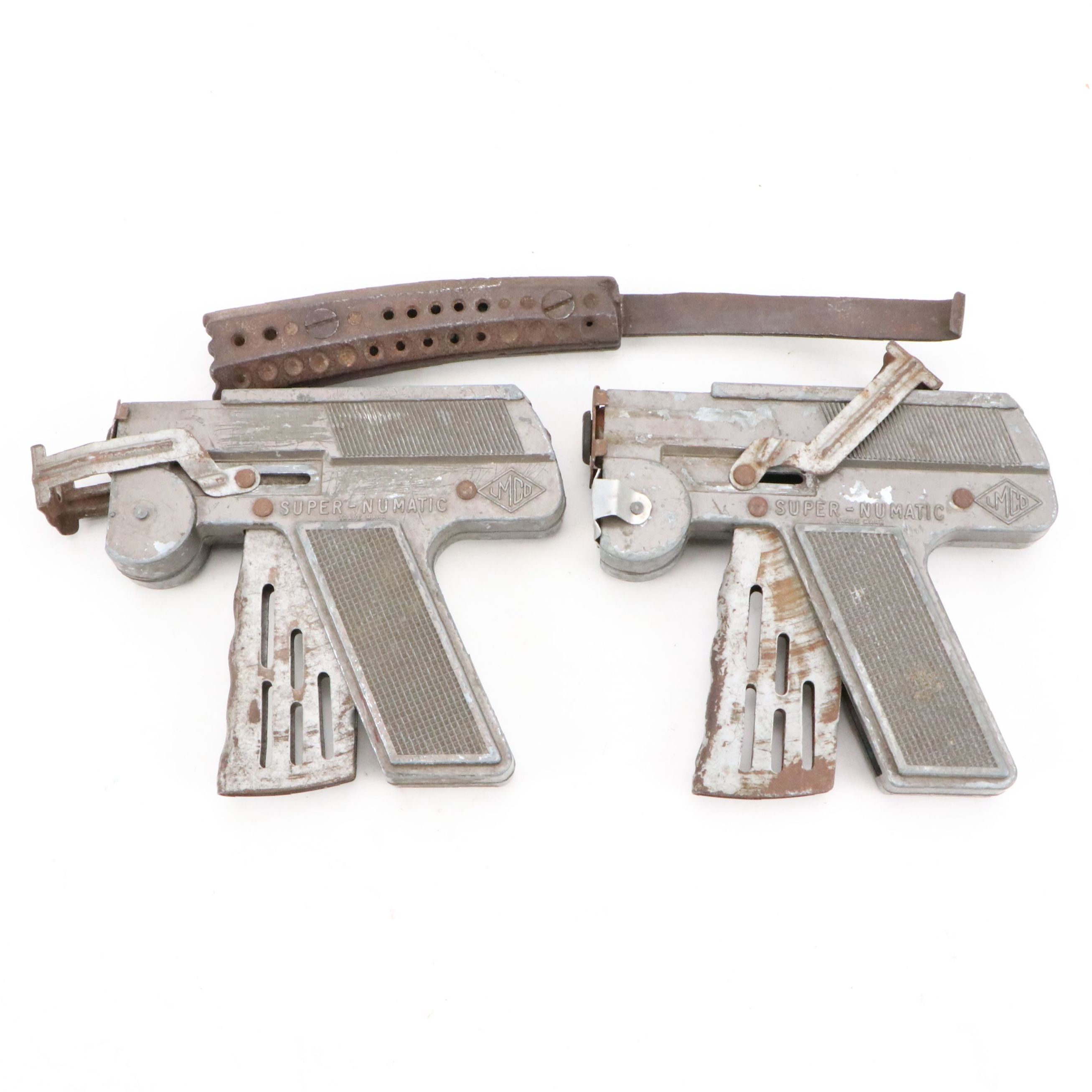 Langson "Super-Numatic" Toy Cap Guns with Horse Hoof Knife, Mid-20th Century