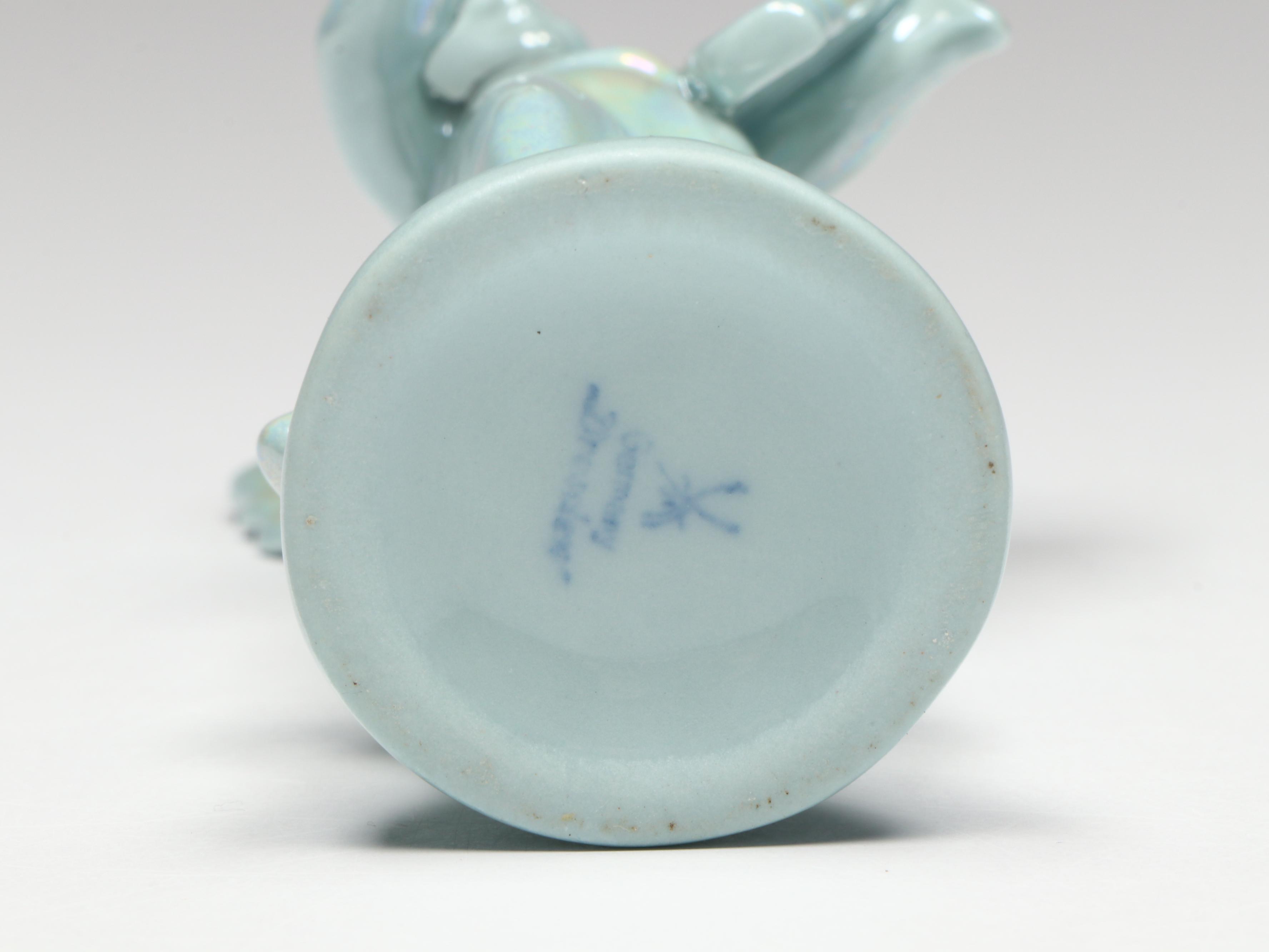 Dresden Germany Porcelain Musician Angel Figurines with Iridescent Glaze