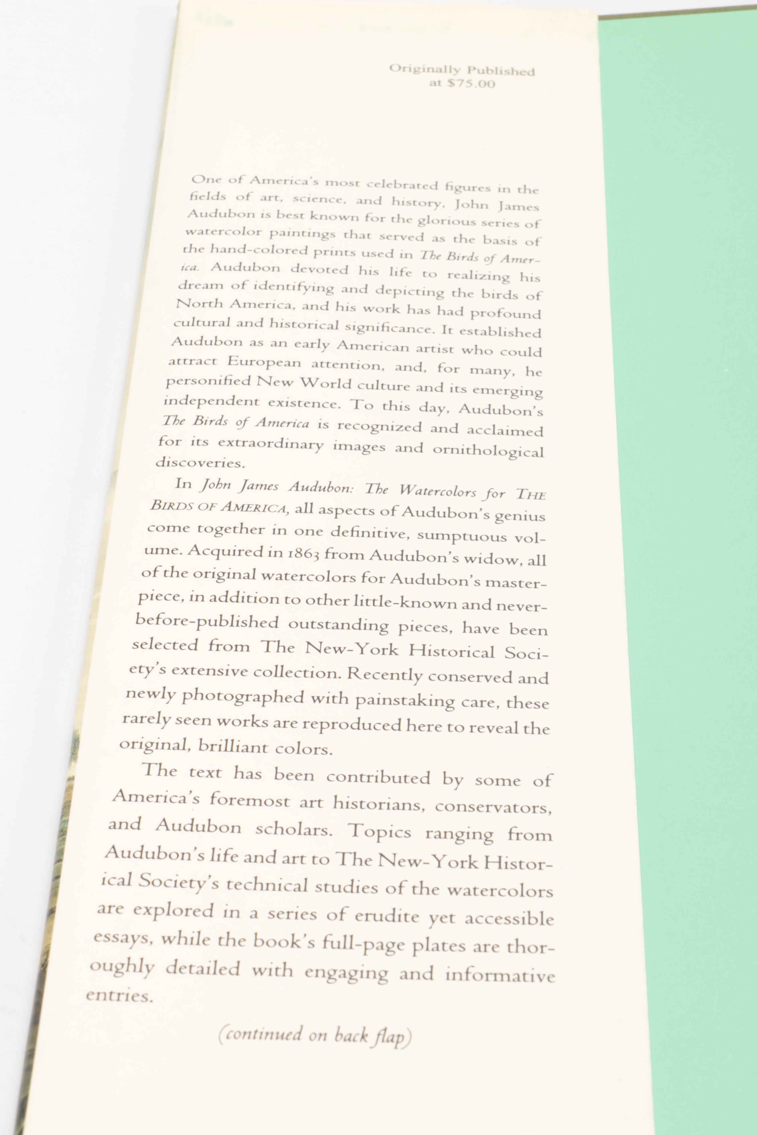 First Edition Thus "John James Audubon: Watercolors for Birds of America," 1997