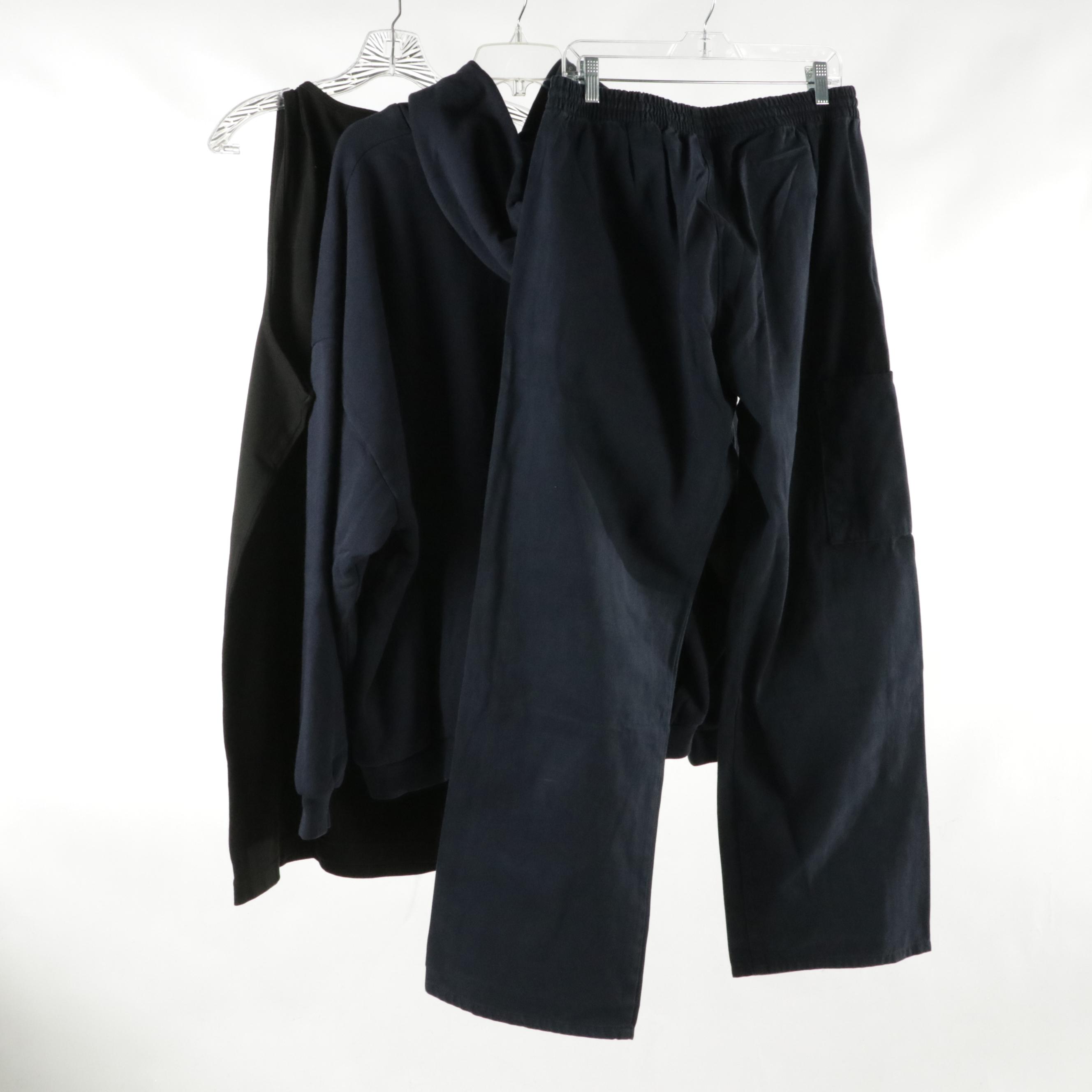 Men's Yeezy Gap Black "Loose" Tank Top, Navy Heavyweight Cotton Hoodie & Pants