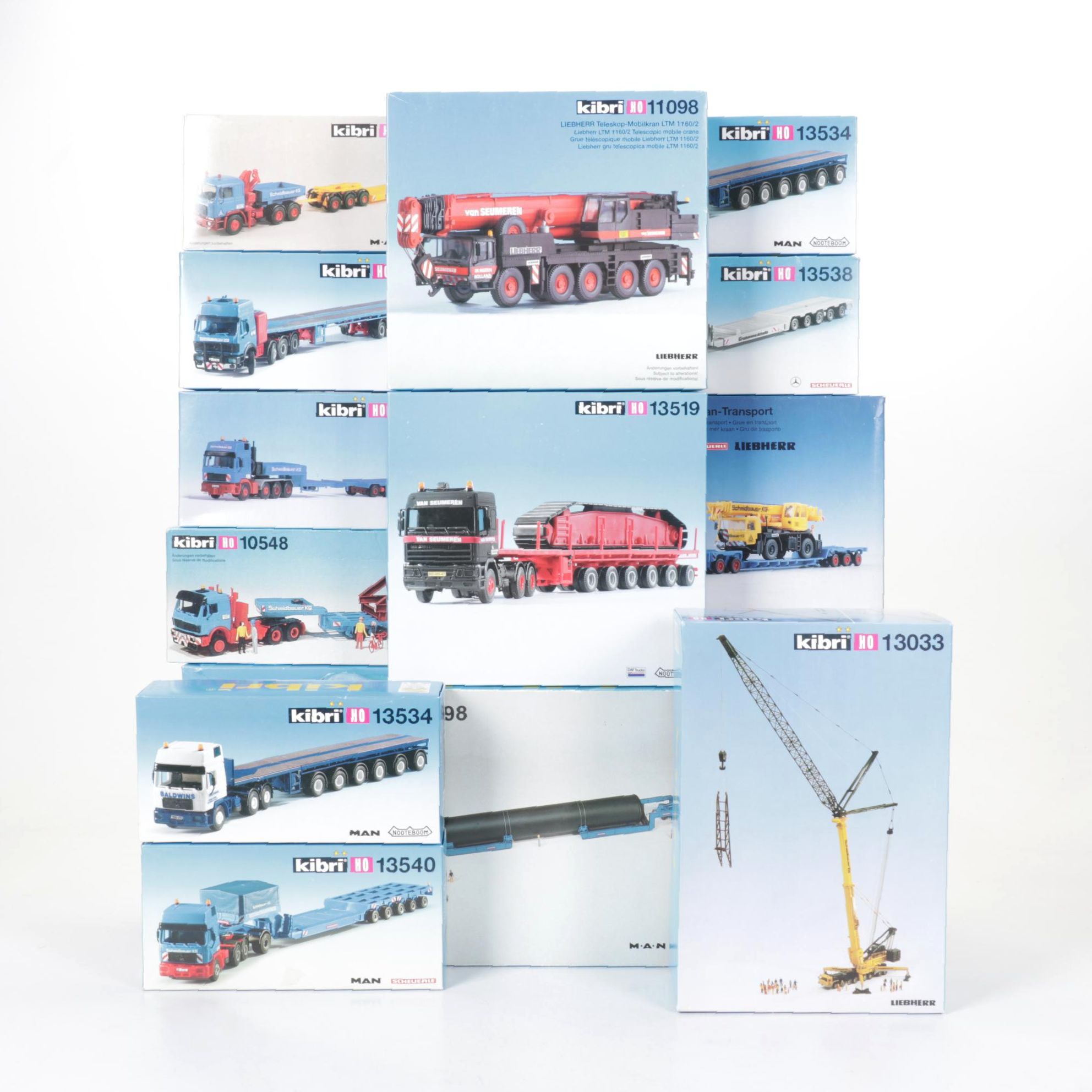 Fifteen Kibri HO Scale Model Work Trucks