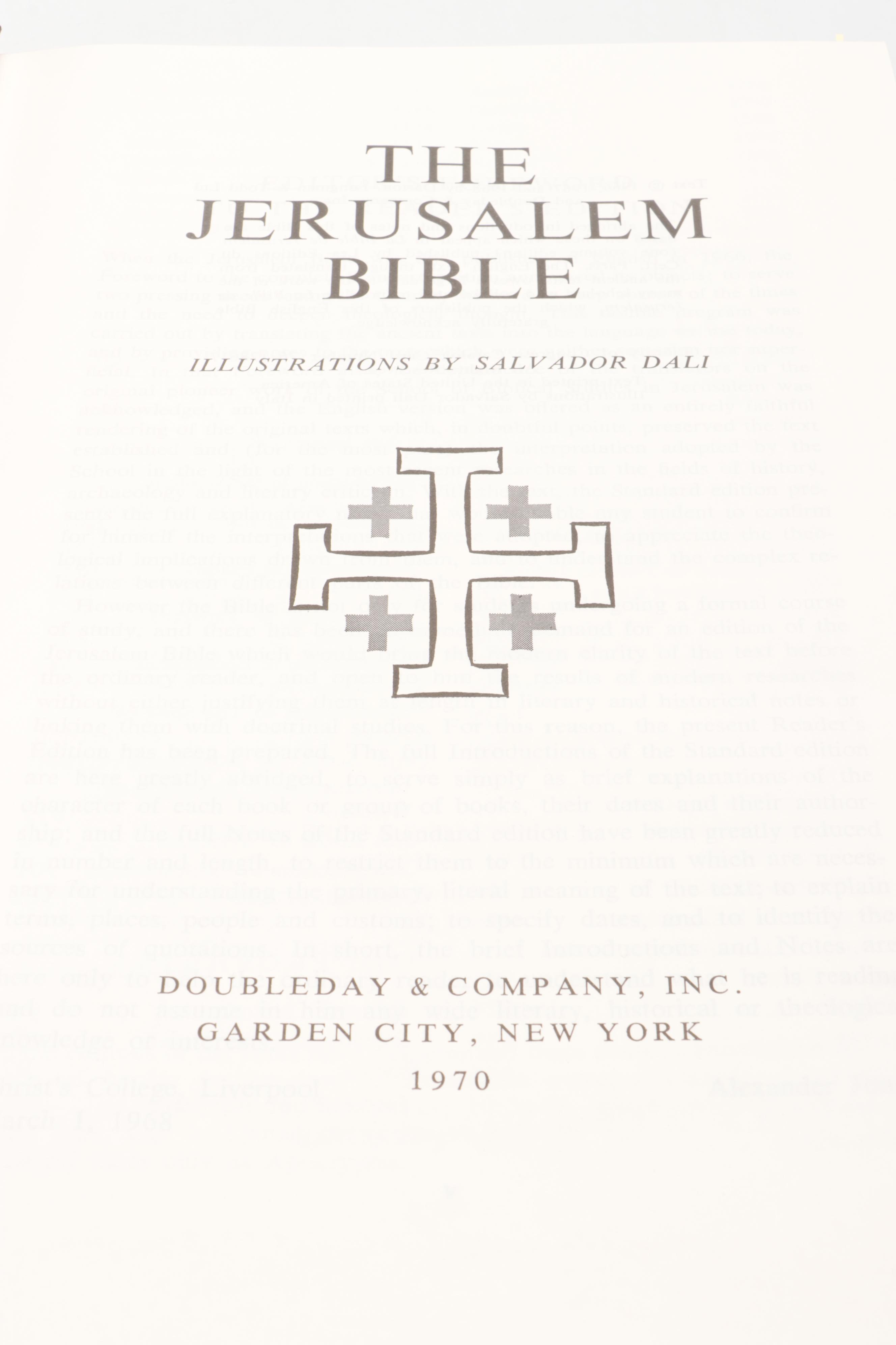 Salvador Dalí Illustrated Jerusalem Bible Edited by Alexander Jones, 1970