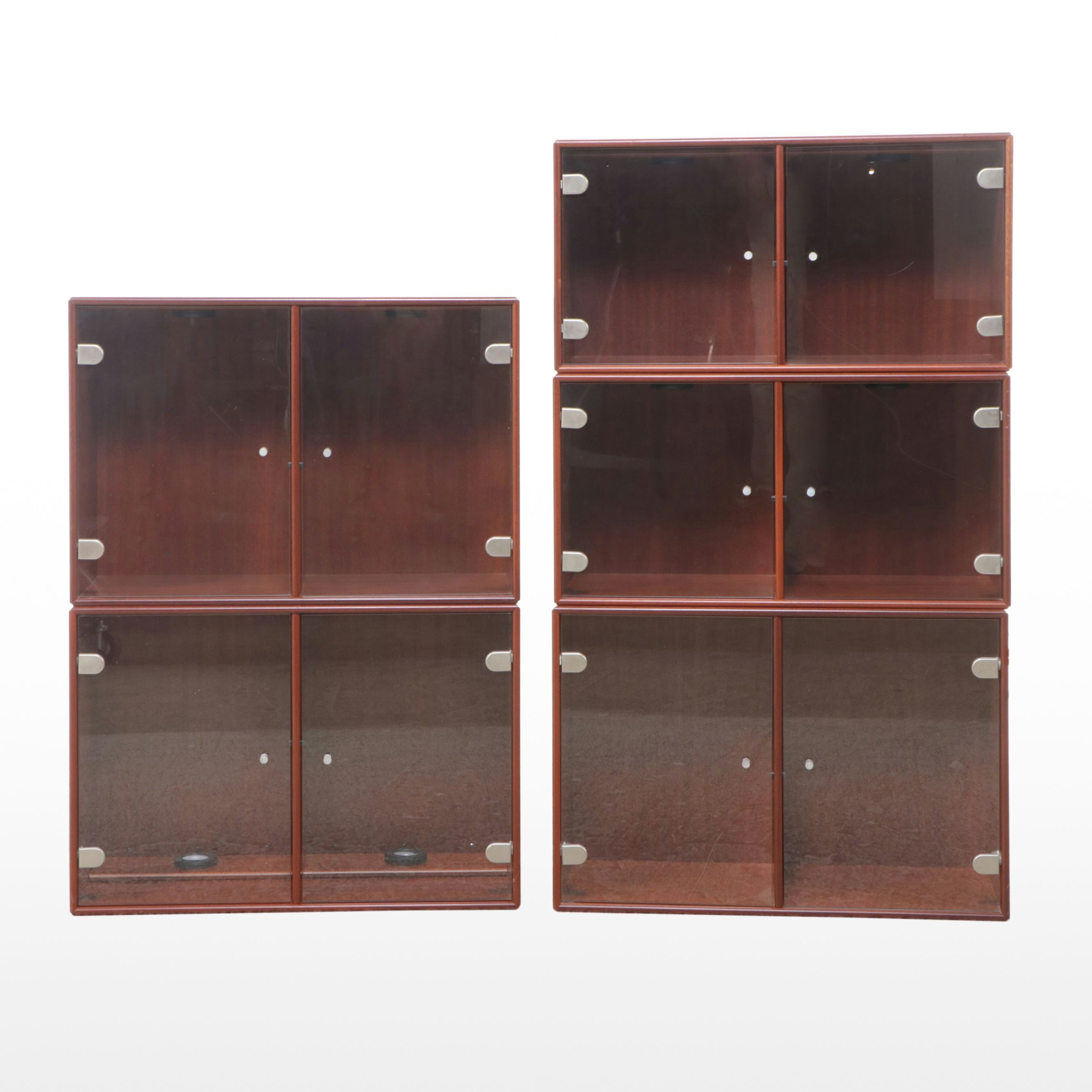 Modernist Style Rosewood Finished Modular Display Cabinets