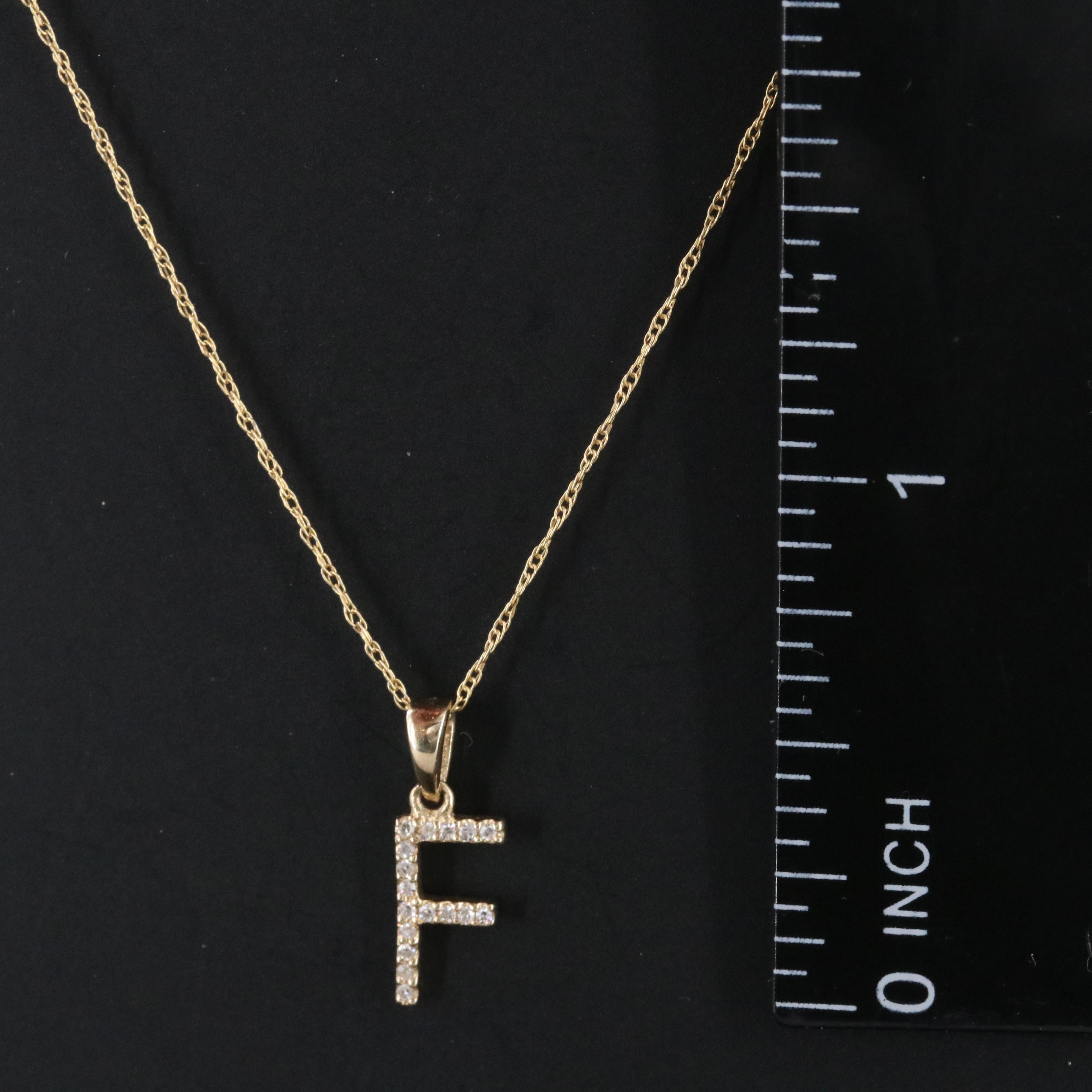 14K 0.05 CTW Diamond "F" Initial Pendant Necklace