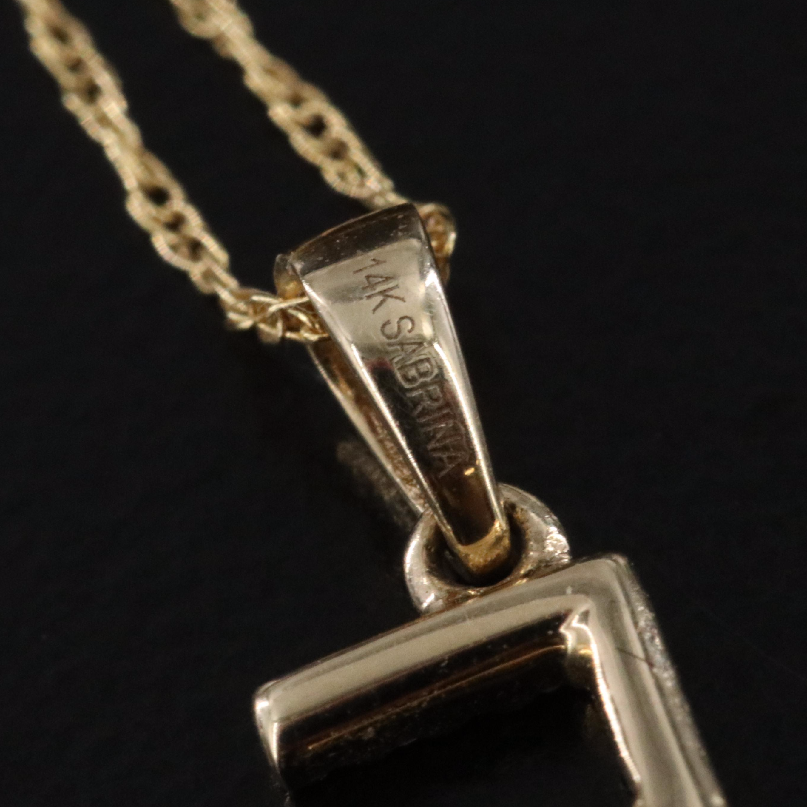 14K 0.05 CTW Diamond "F" Initial Pendant Necklace