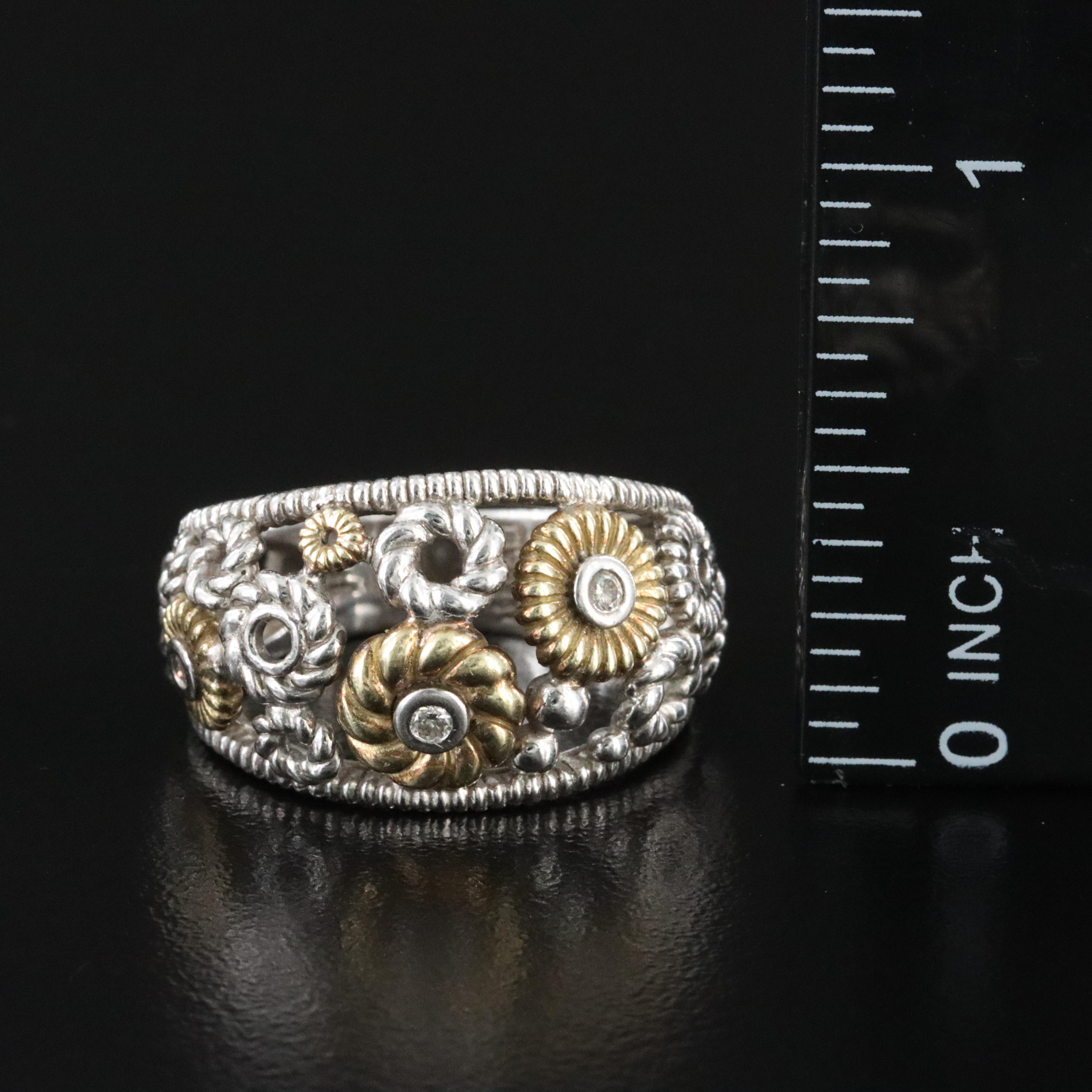 Judith Ripka Sterling CZ and Diamond Ring and Earrings with 18K Accents