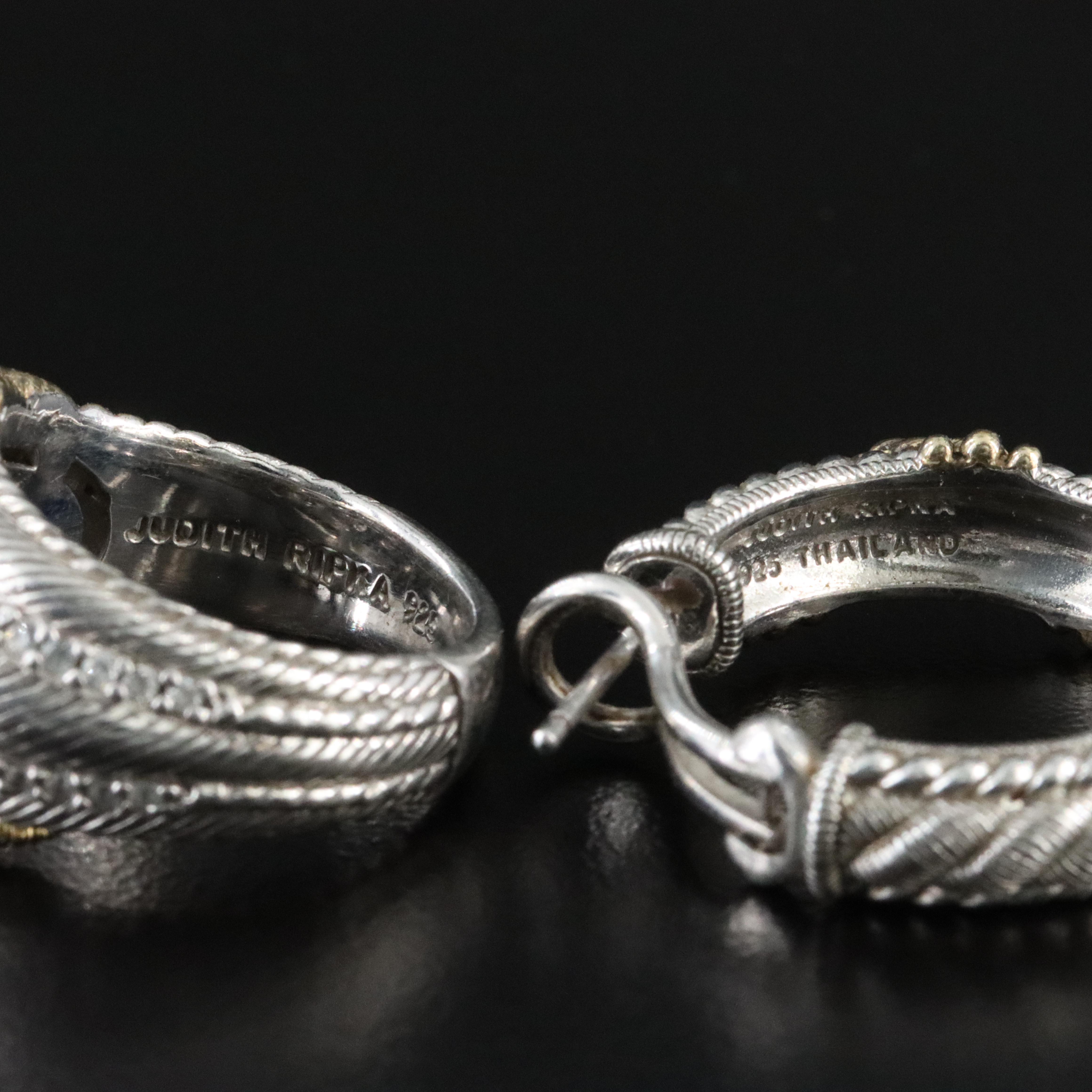 Judith Ripka Sterling CZ and Diamond Ring and Earrings with 18K Accents