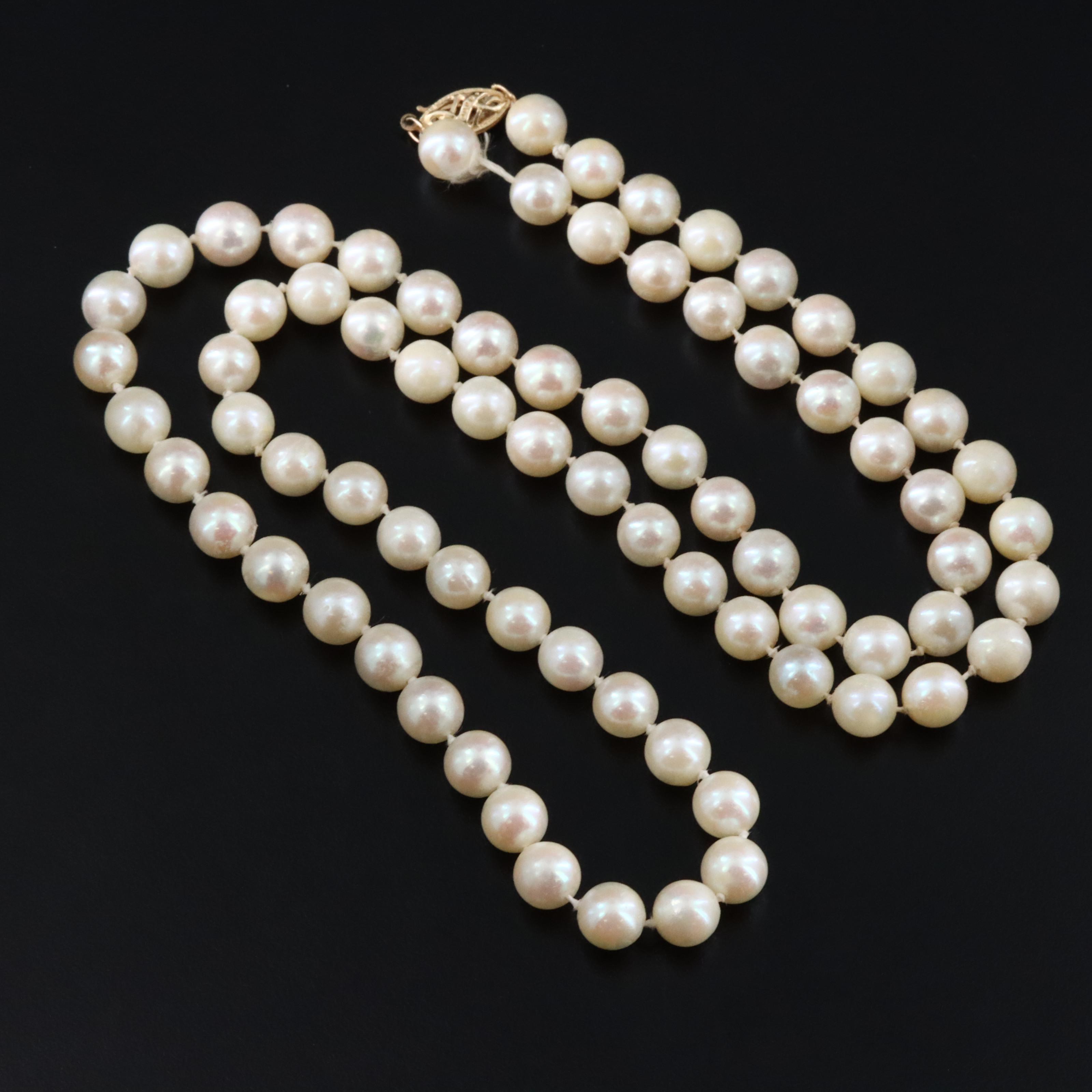 Pearl Necklace with 14K Clasp