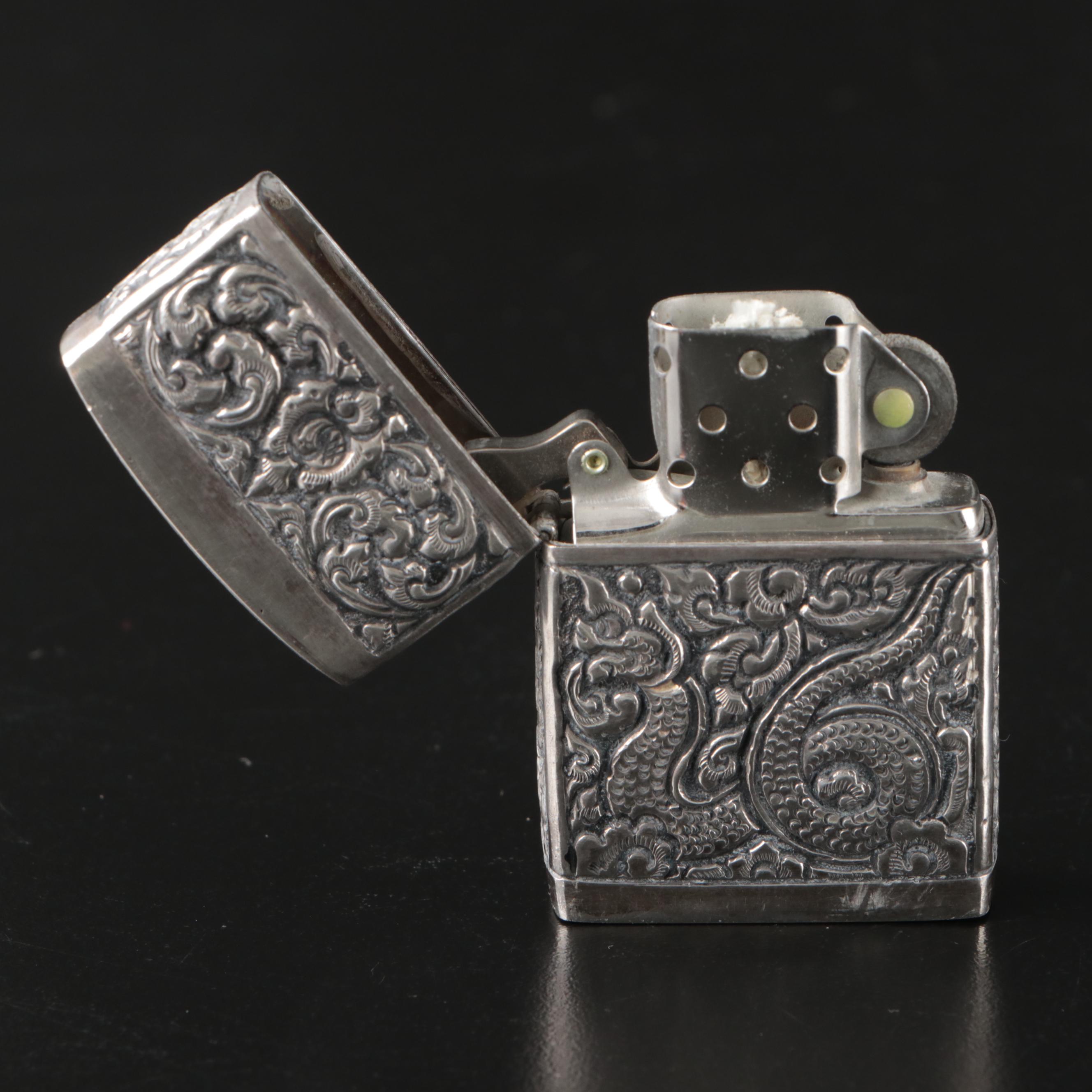 Sterling Silver Southeast Asian Theme and Ronson Dragon Lighters
