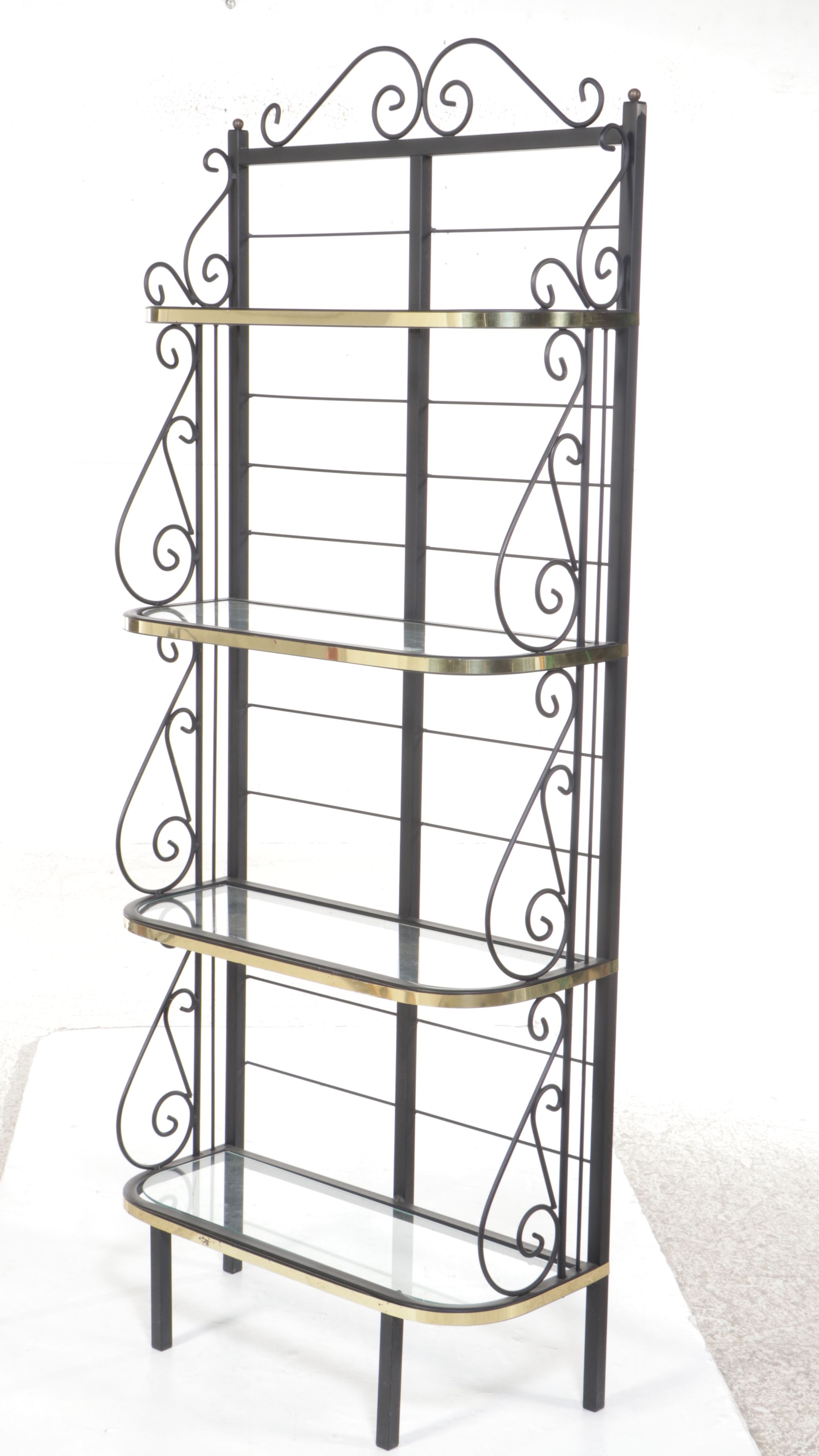 Wrought Metal Étagère with Glass Shelves