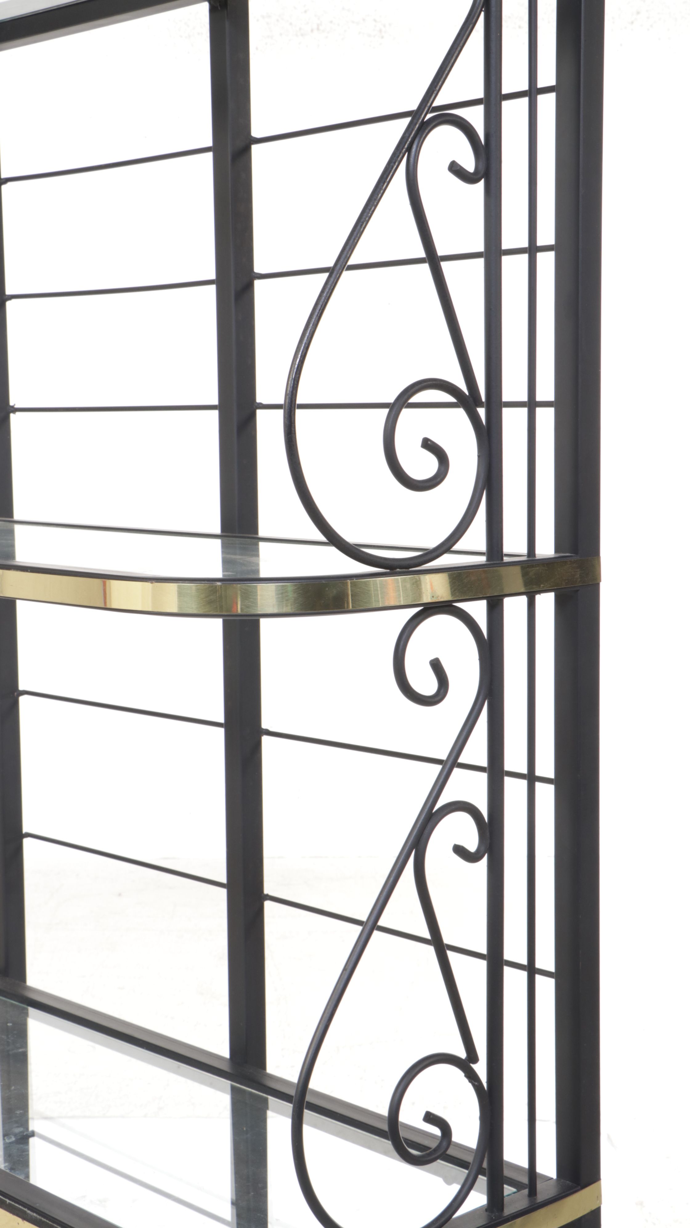 Wrought Metal Étagère with Glass Shelves