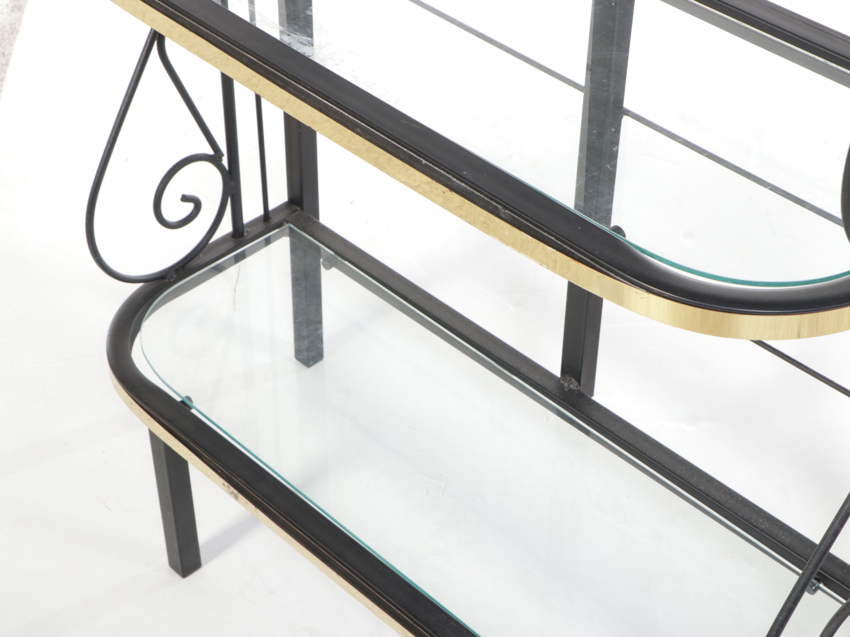 Wrought Metal Étagère with Glass Shelves