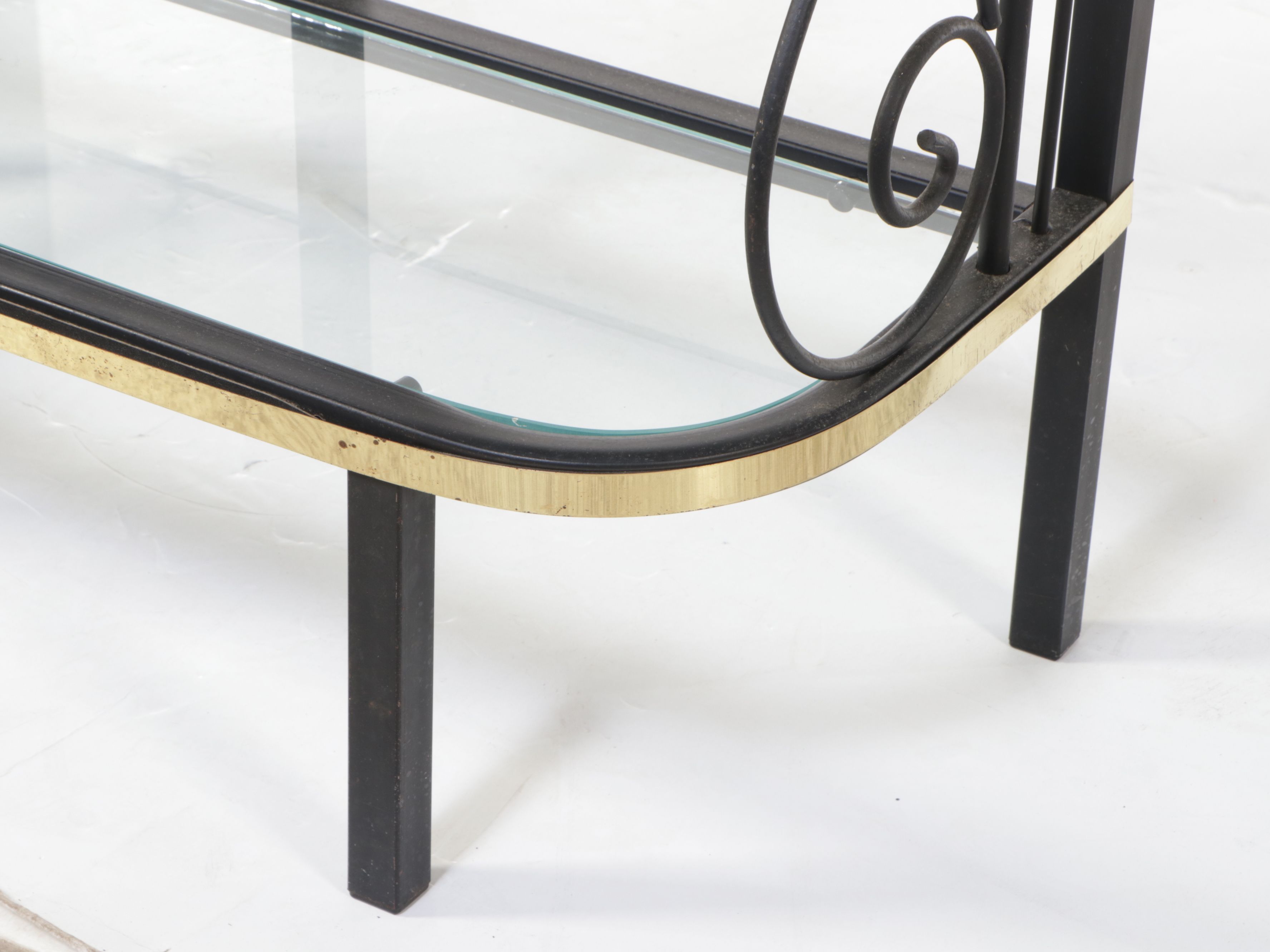 Wrought Metal Étagère with Glass Shelves