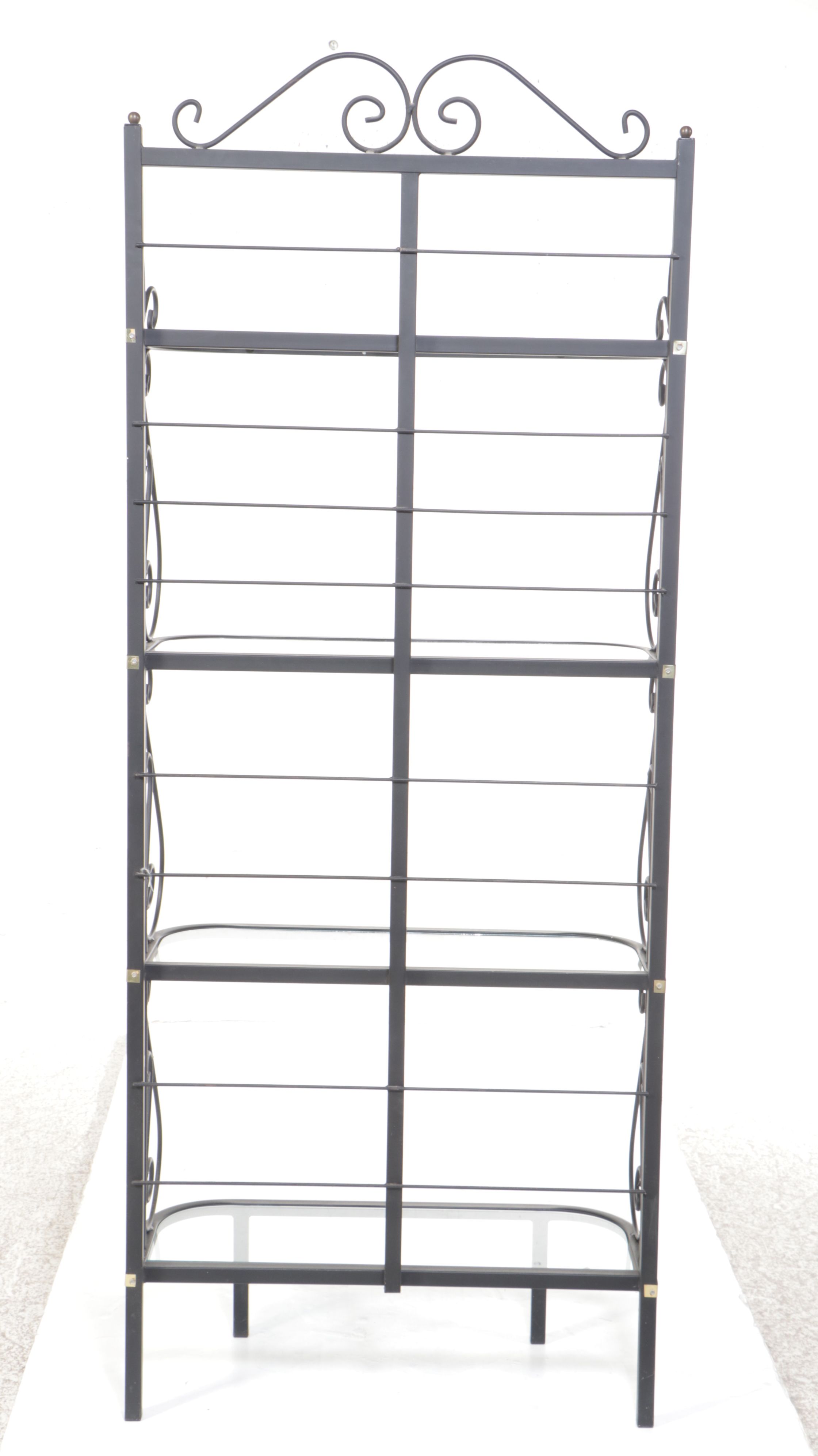 Wrought Metal Étagère with Glass Shelves