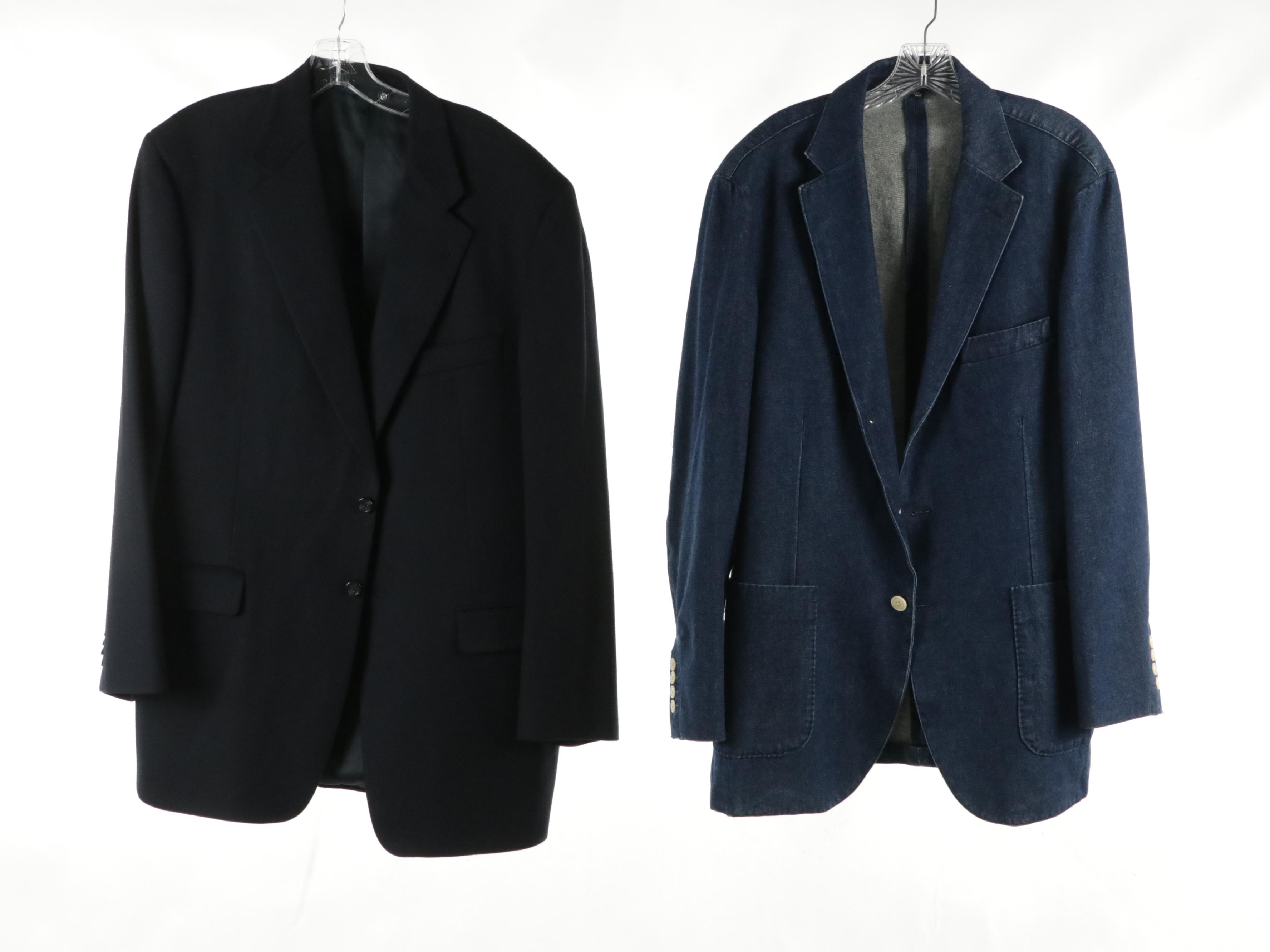 Men's Burberry Navy Wool Blazer, Orvis Suede/Corduroy Vest, Other Denim Blazer