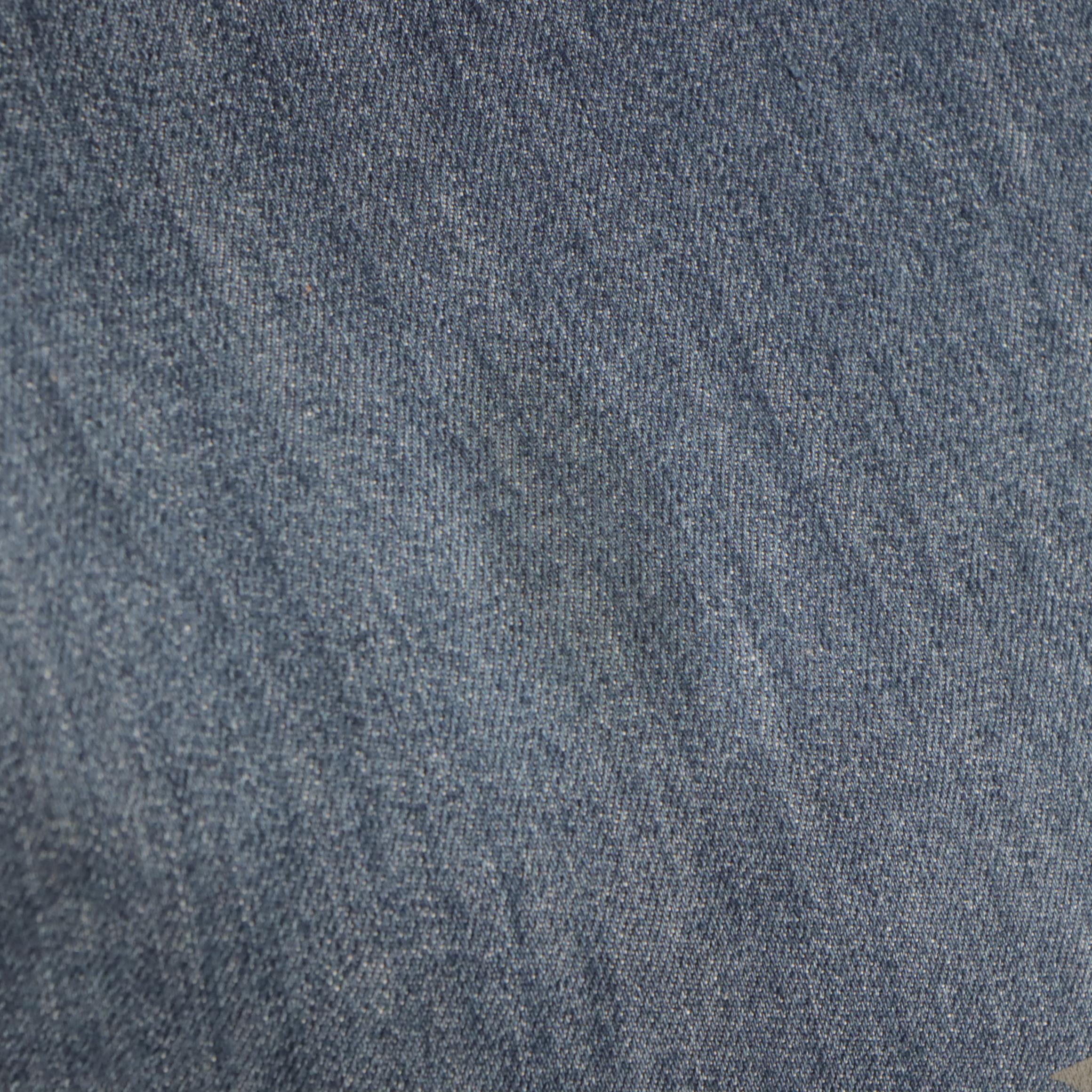 Prada Denim Tote with Olive Green Canvas Trim and Black Leather Straps