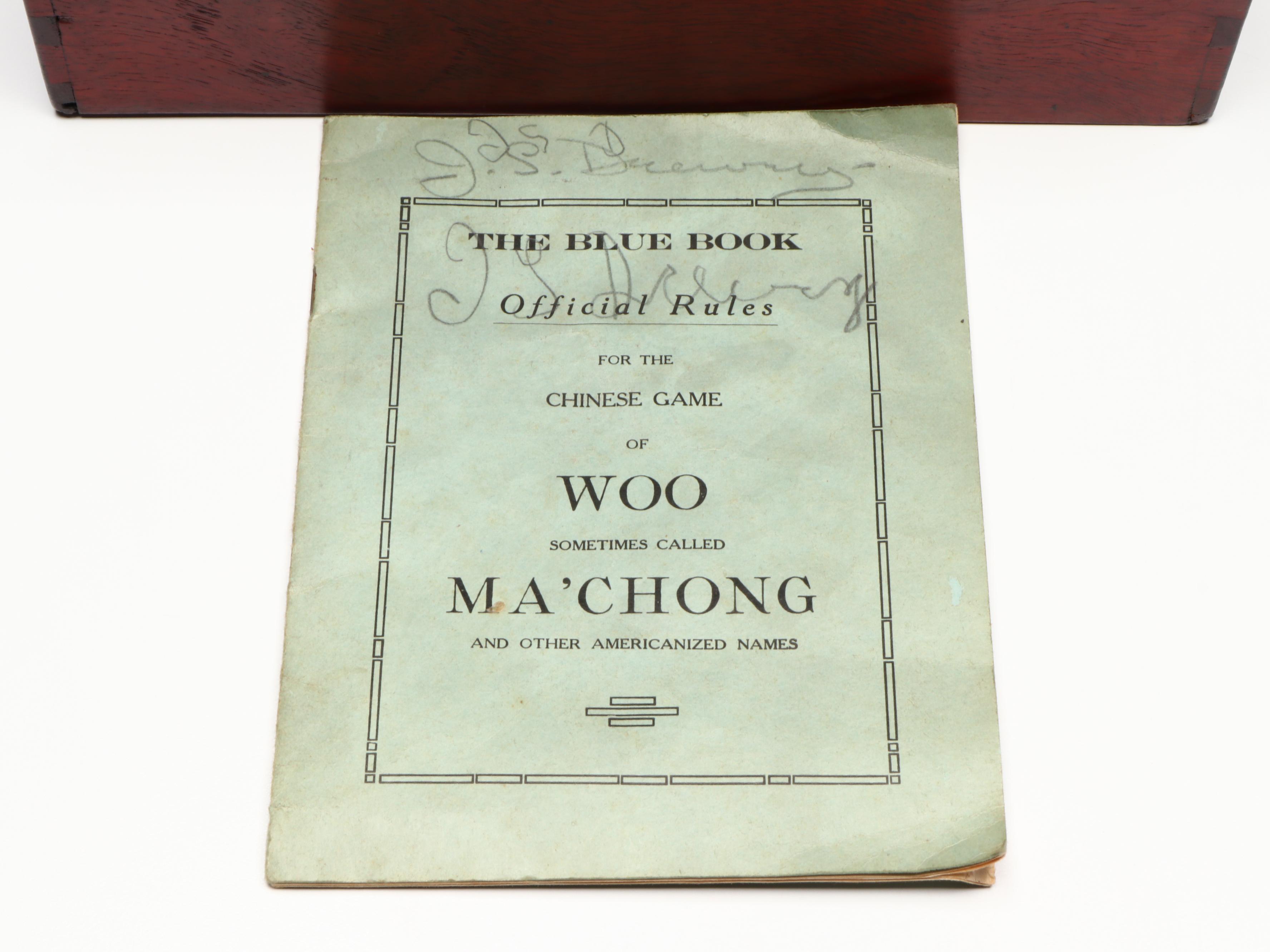 Chinese Mahjong Set with Brass Crickets and Japanese Porcelain Budai