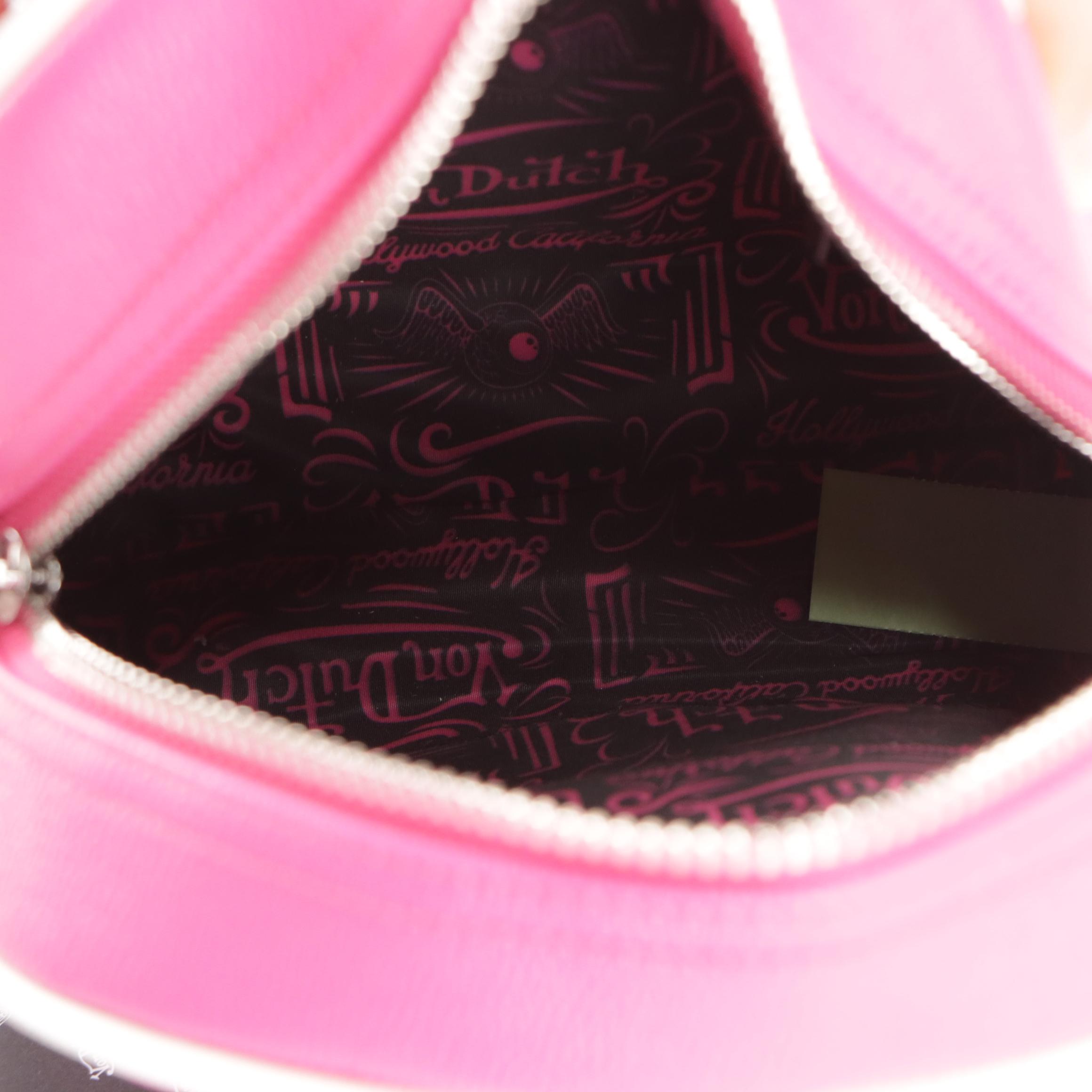 Von Dutch Hot Pink Flying Eyeball Motif Mini Two-Way Bowler Bag, With Tags
