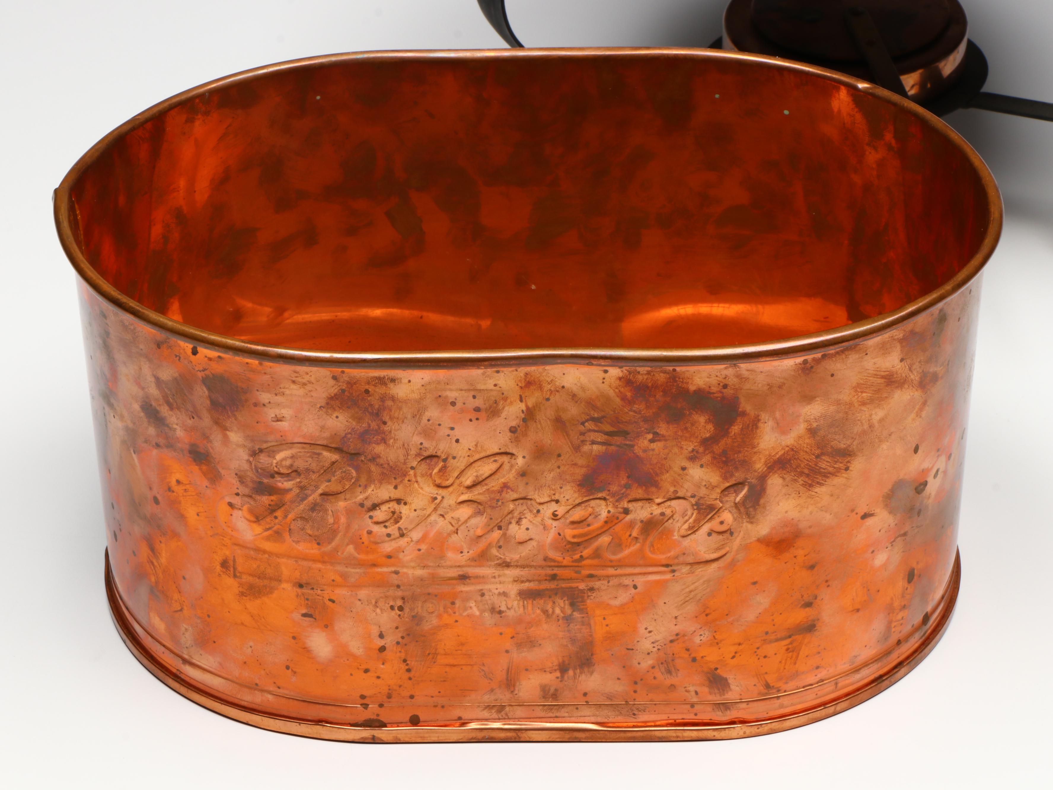 Vintage Copper and Brass Chafing Dish with Other Tableware and Décor