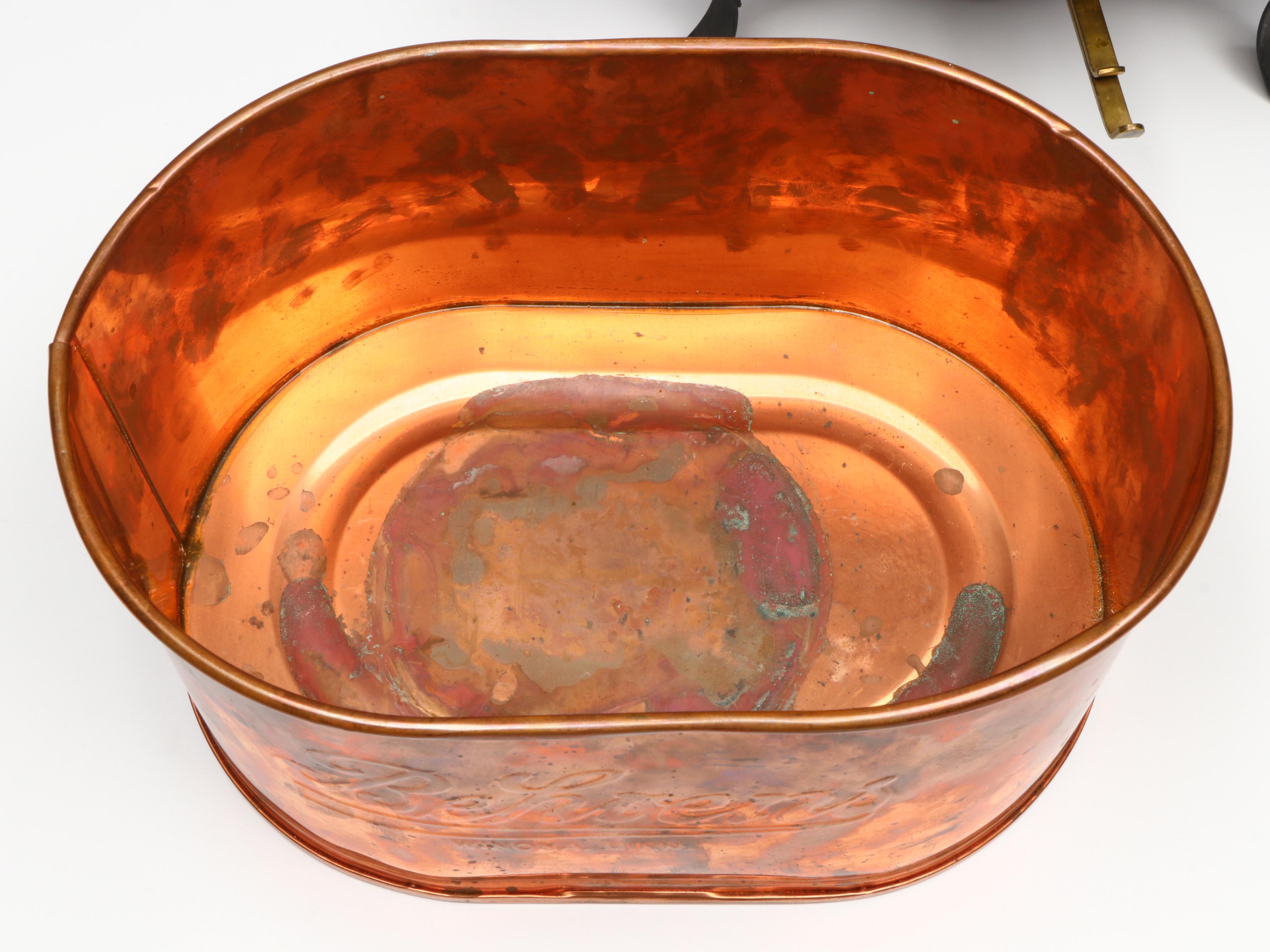 Vintage Copper and Brass Chafing Dish with Other Tableware and Décor