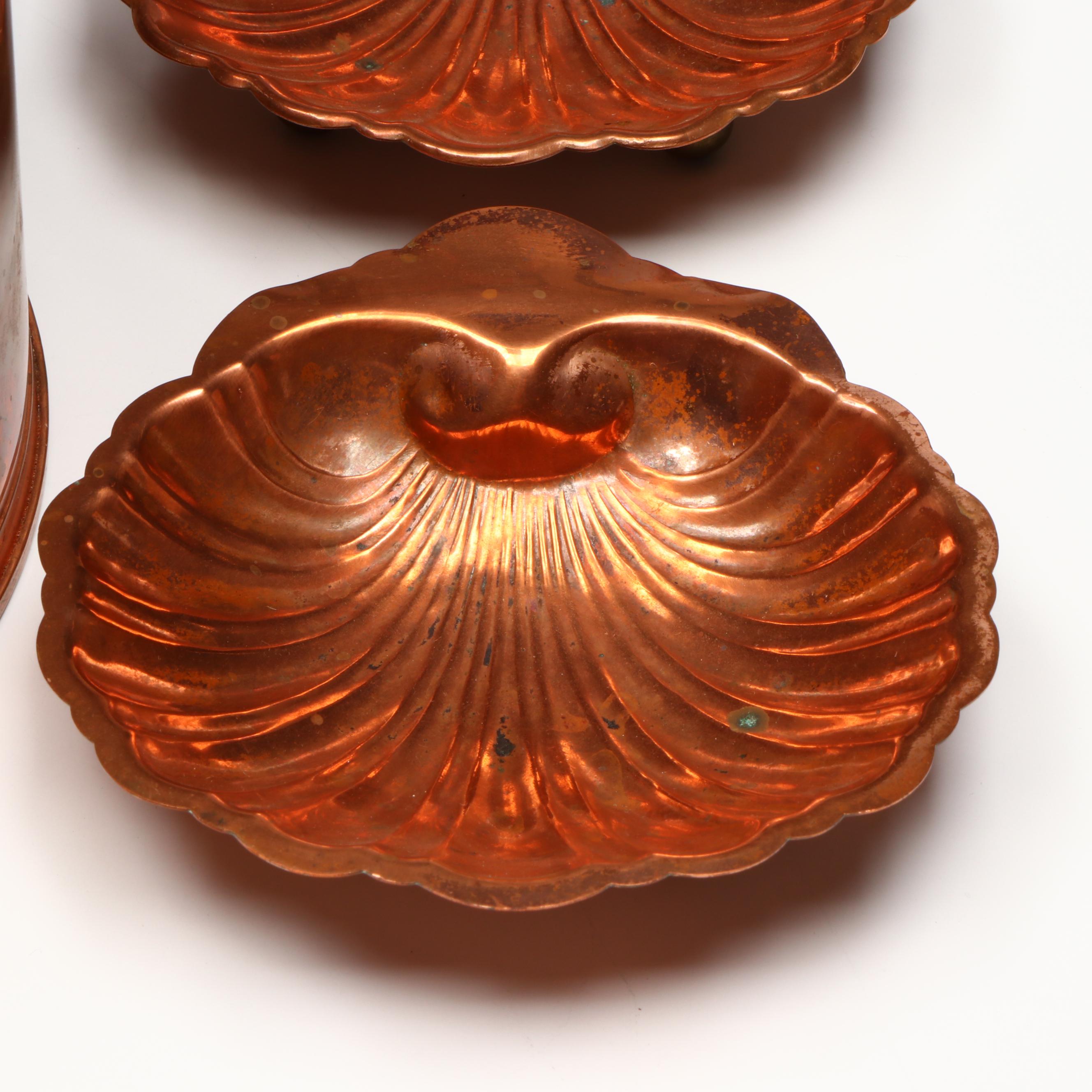 Vintage Copper and Brass Chafing Dish with Other Tableware and Décor