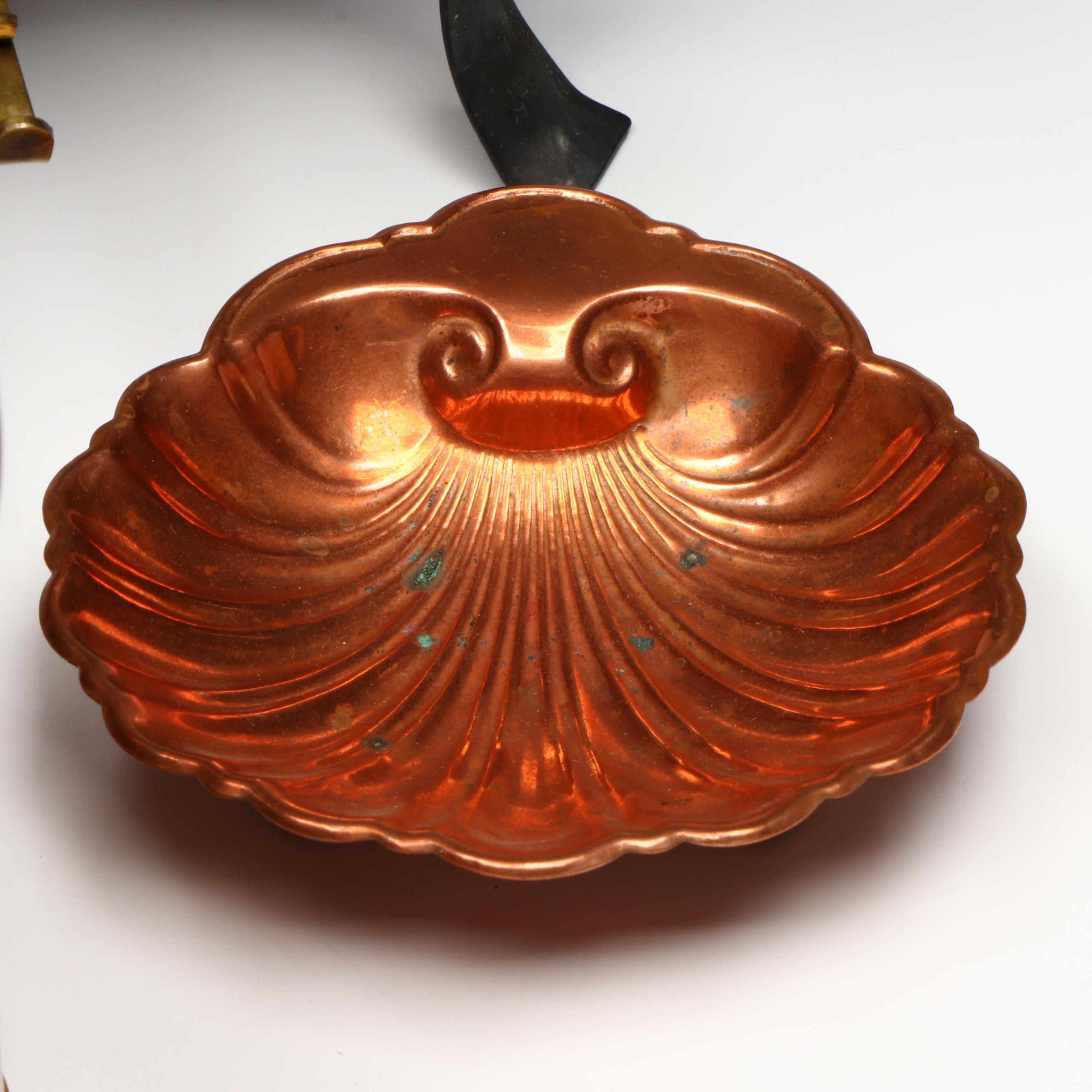 Vintage Copper and Brass Chafing Dish with Other Tableware and Décor