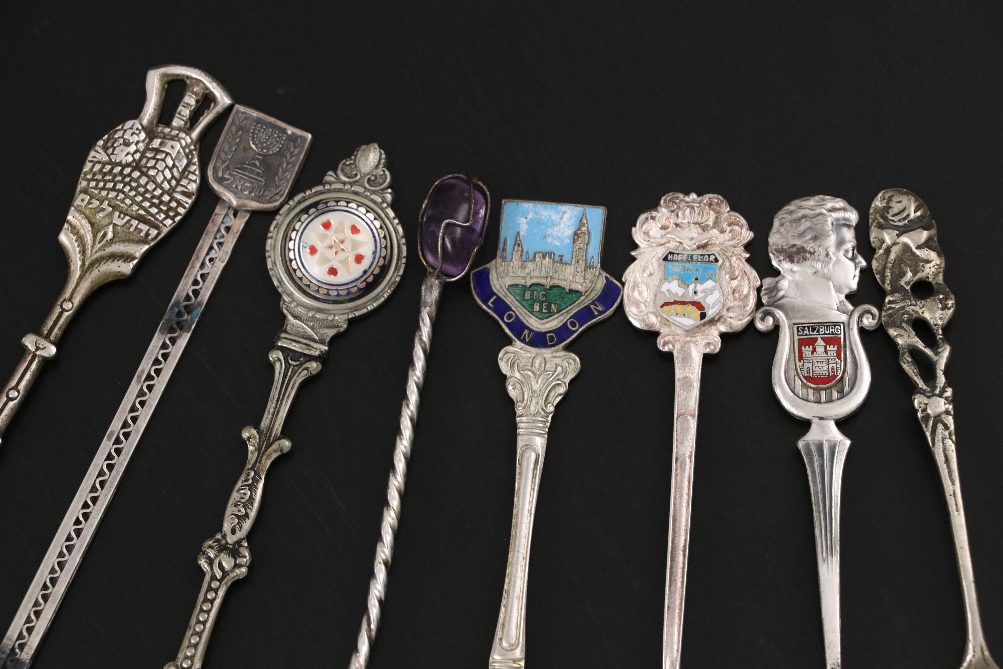 European 800 and 900 Silver with Silver Plate Novelty Sugar Spoons