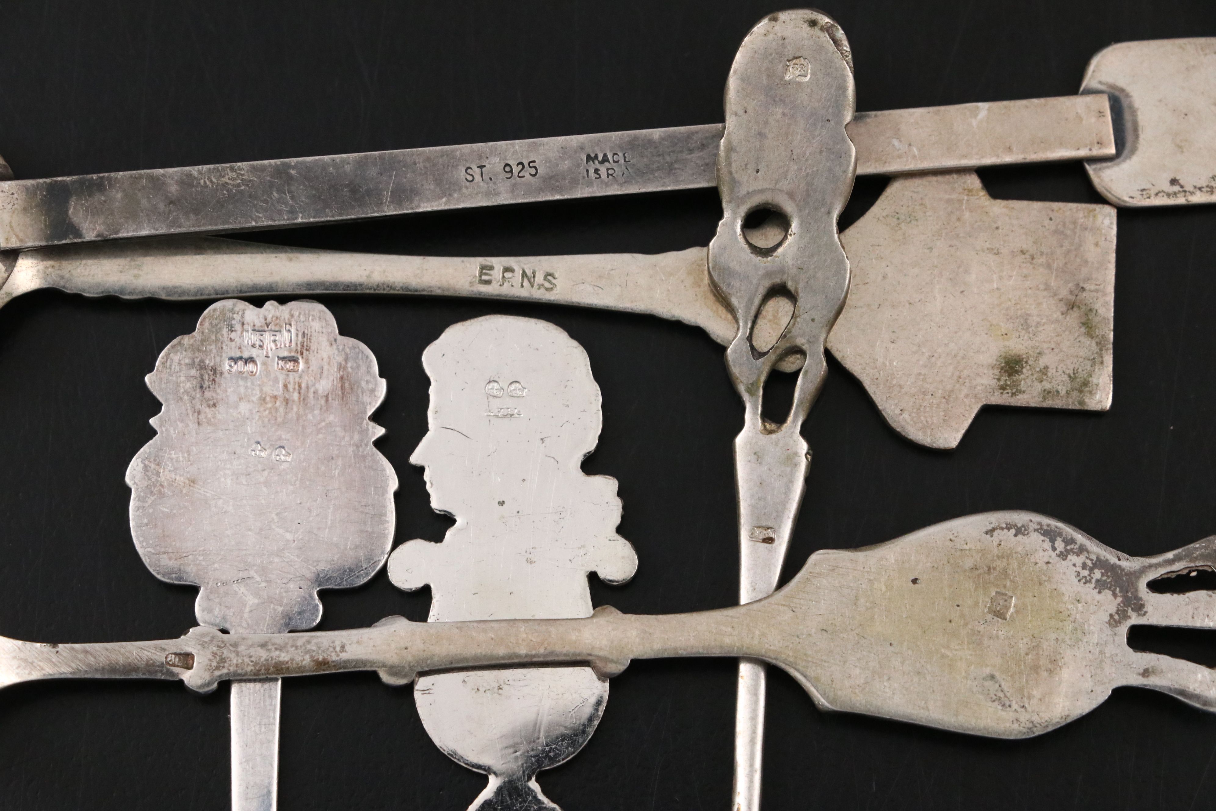 European 800 and 900 Silver with Silver Plate Novelty Sugar Spoons