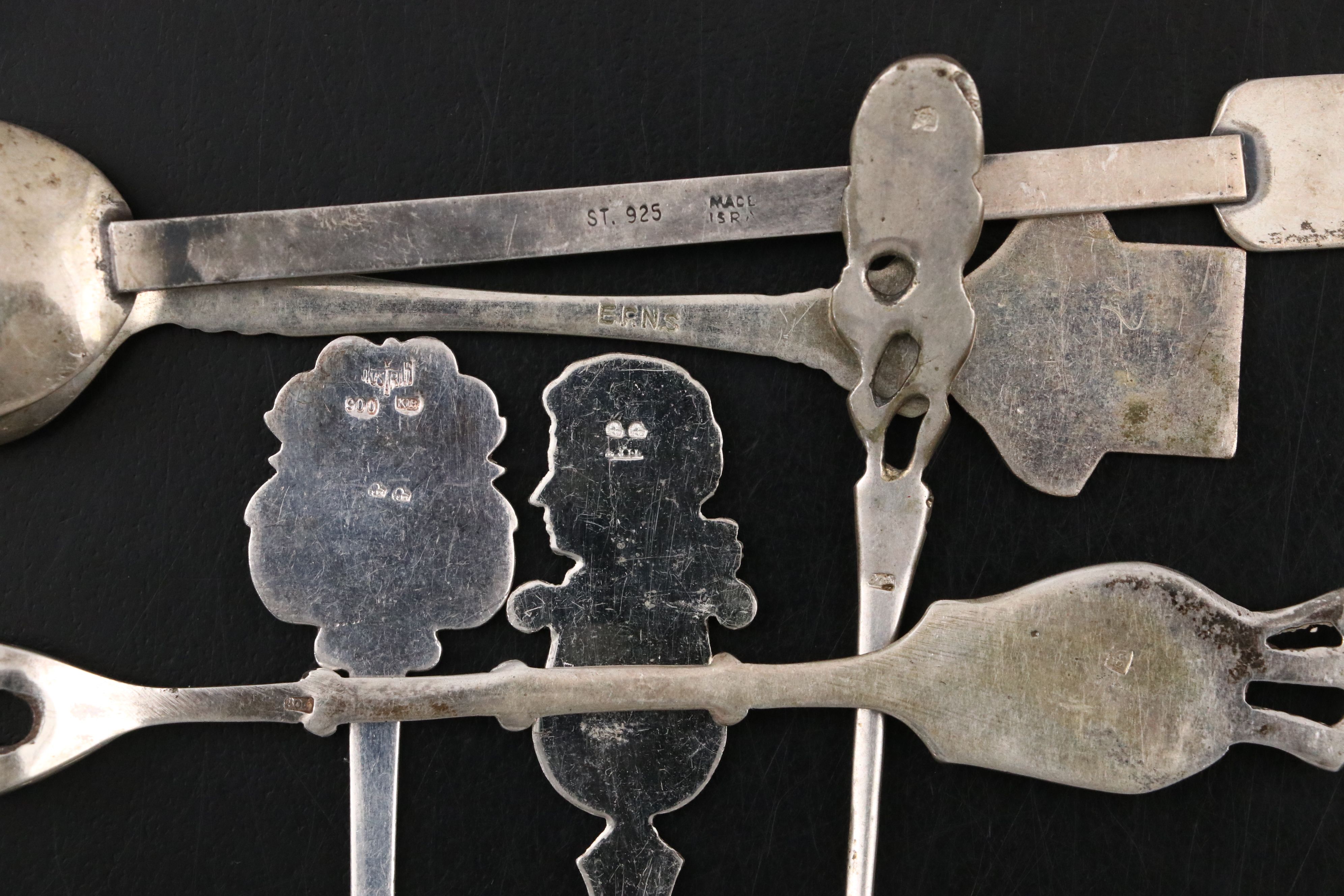 European 800 and 900 Silver with Silver Plate Novelty Sugar Spoons