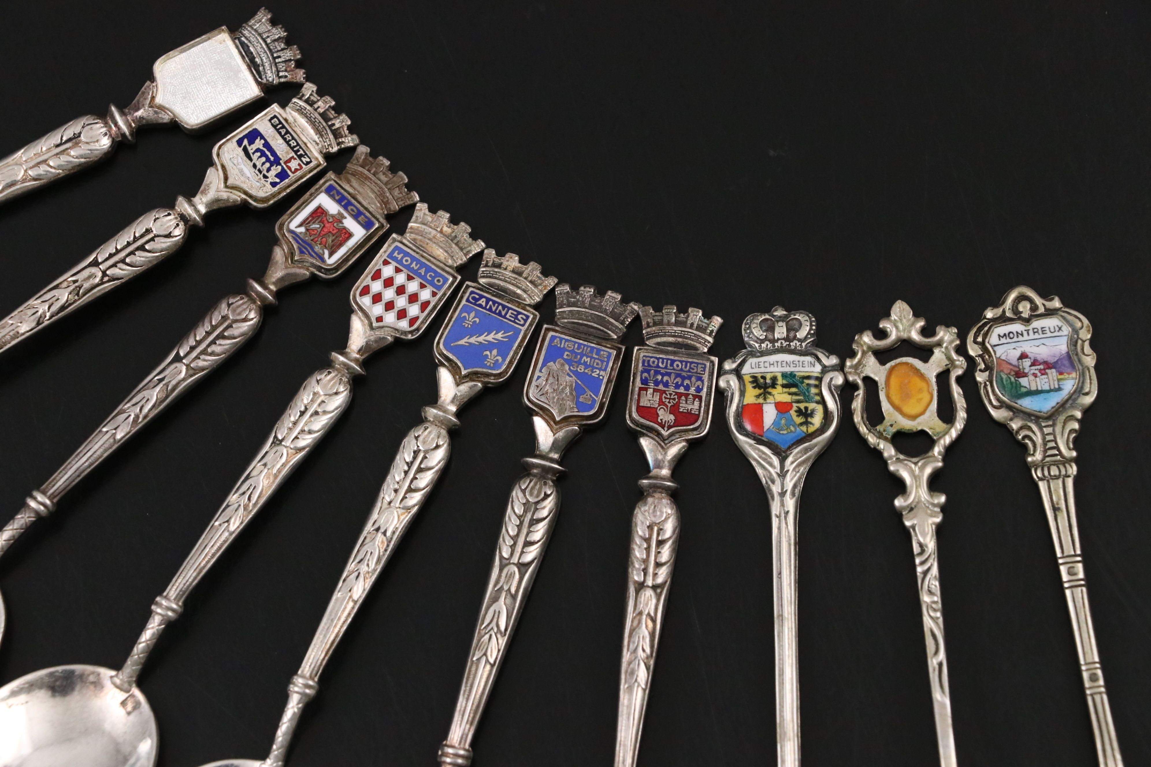 European 800 and 900 Silver with Silver Plate Novelty Sugar Spoons