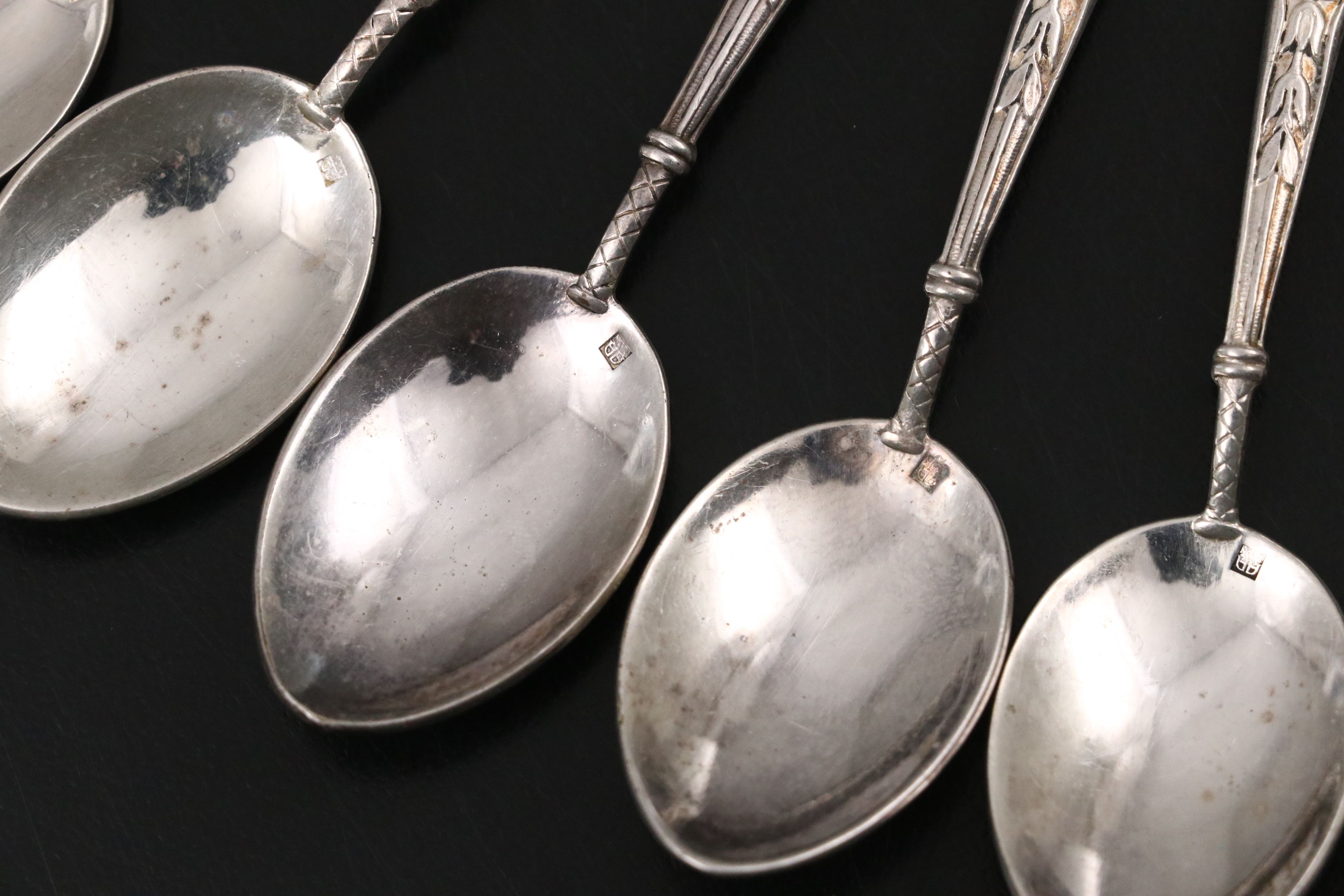 European 800 and 900 Silver with Silver Plate Novelty Sugar Spoons