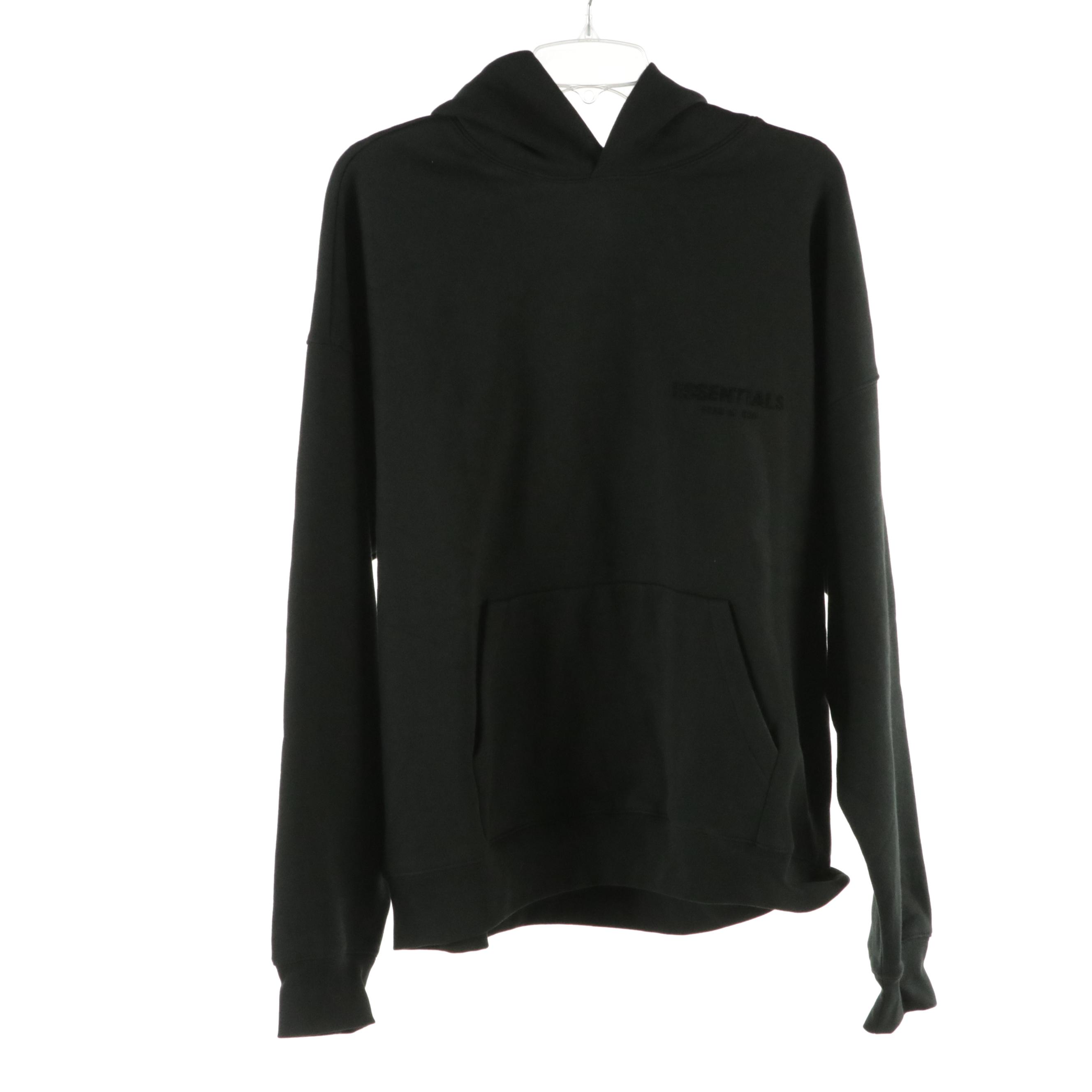 Men's Essentials Fear of God Classic Black Cotton Sweatsuit & Hoodie, With Tags