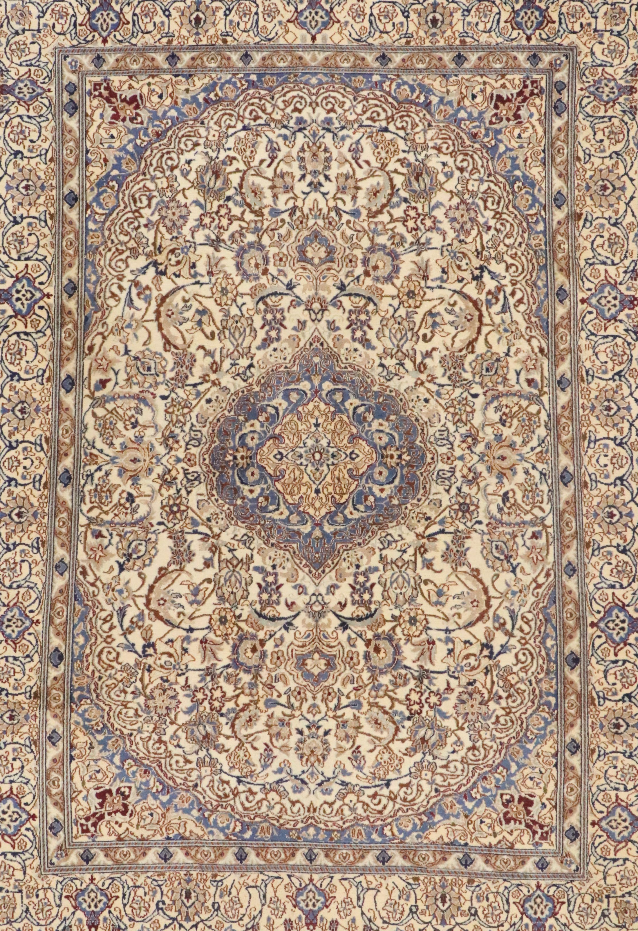7'10 x 11'3 Hand-Knotted Persian Nain Area Rug
