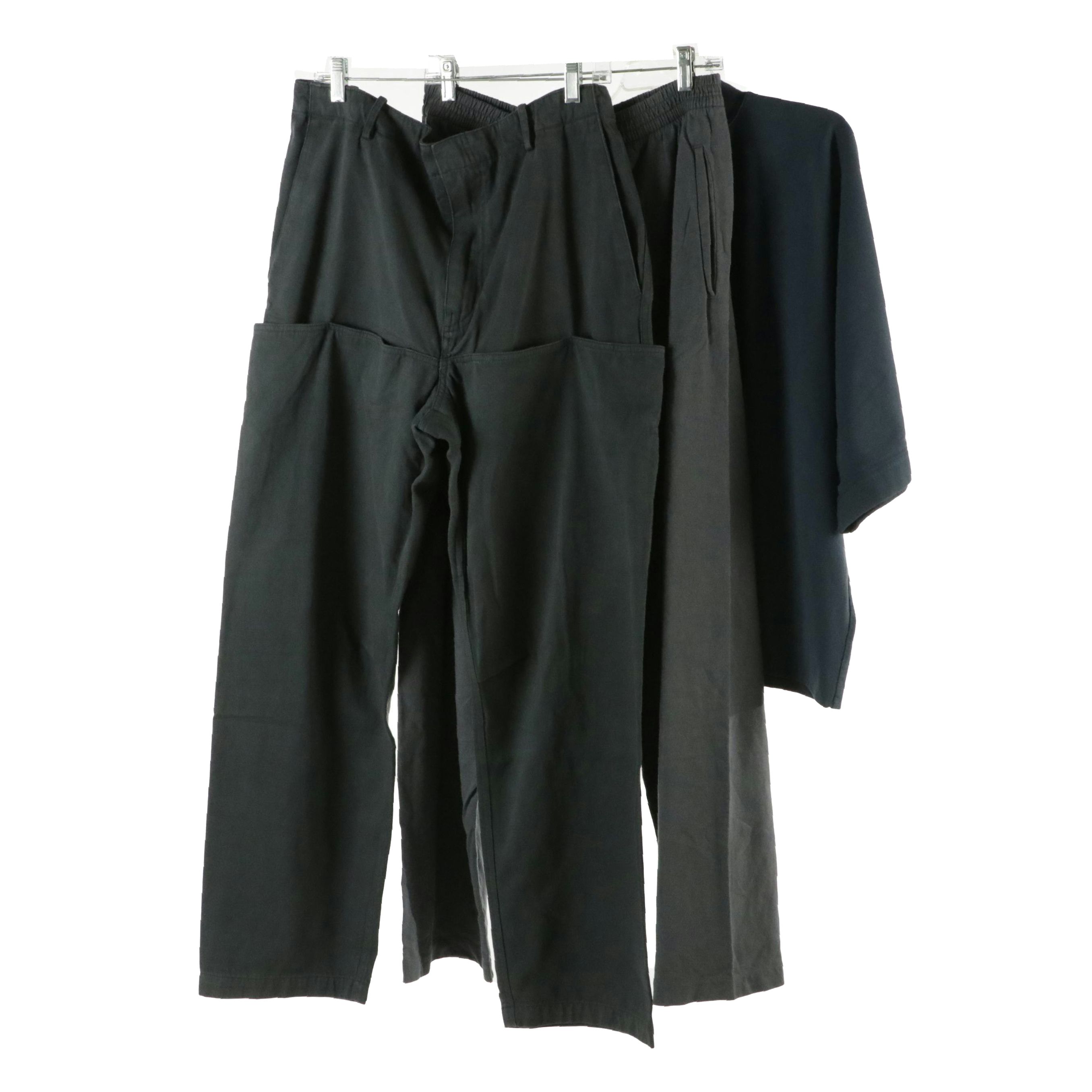 Men's Yeezy Gap Heavyweight Cotton T-Shirt and Sweatpants, Charcoal Cargo Pants