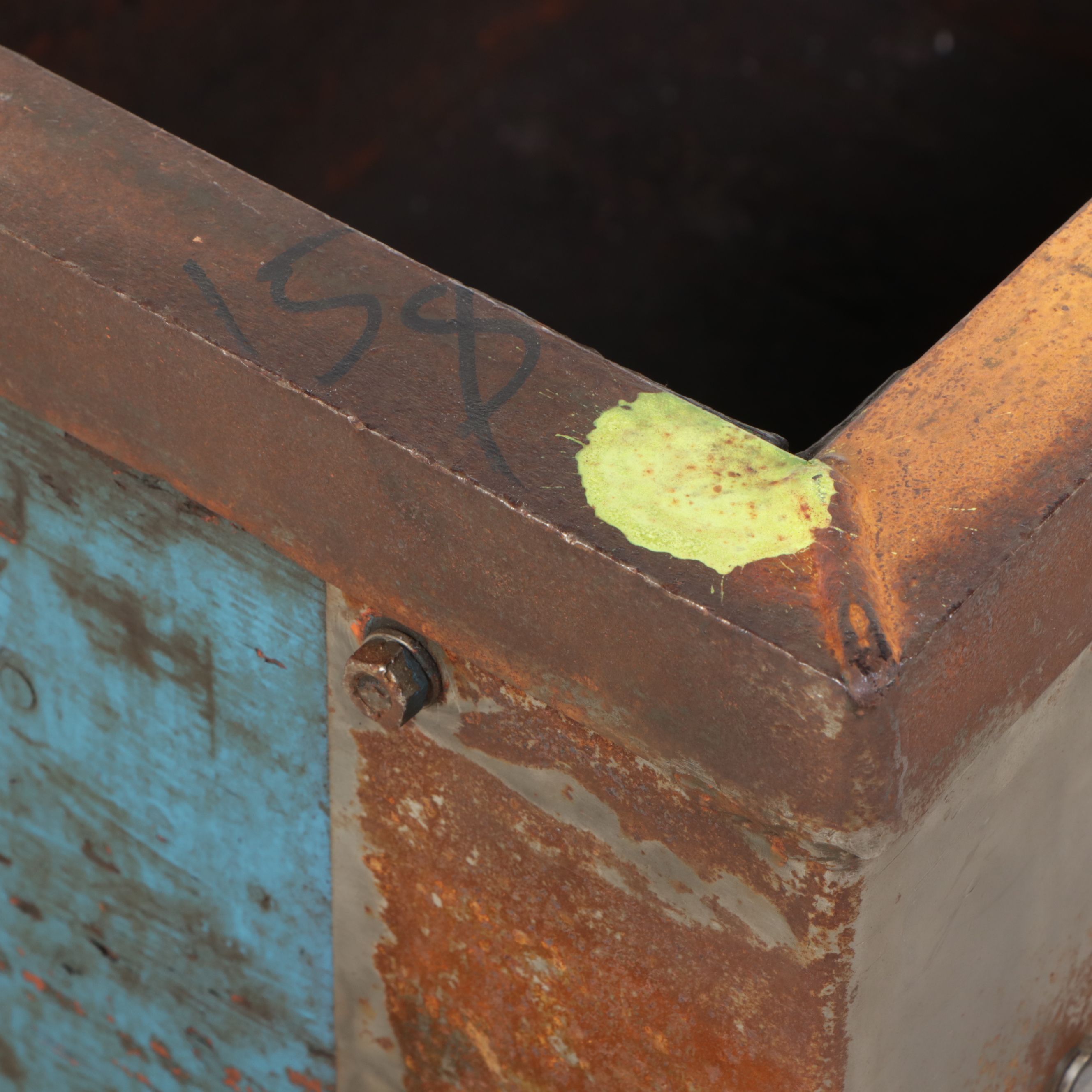 Vintage Industrial Wood and Metal Bin on Wheels, 20th Century